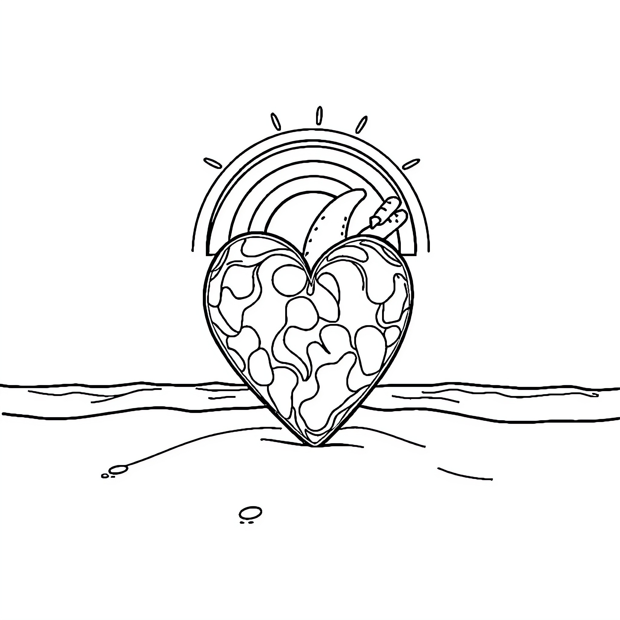 Heart of nature's beauty Coloring Page (free black-and-white line drawing printable PDF for all, from beginners to advanced learners, including children, teens, adults, and seniors)