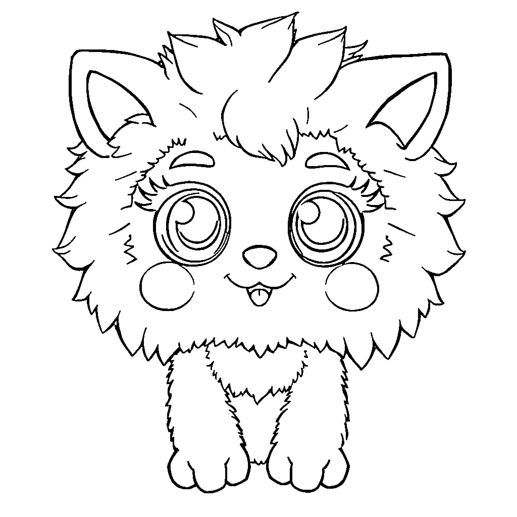 Bing Cute and Fluffy Pet Animal Illustration Coloring Page (free black-and-white line drawing printable PDF for all, from beginners to advanced learners, including children, teens, adults, and seniors)
