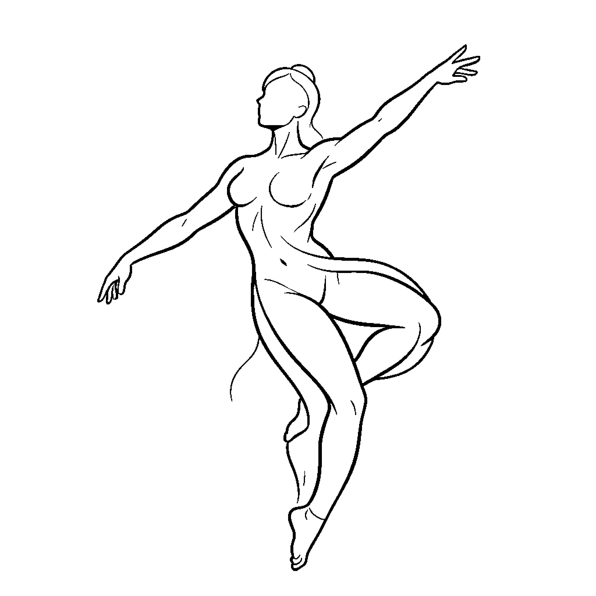 Abstract Body in Motion Coloring Page (free black-and-white line drawing printable PDF for all, from beginners to advanced learners, including children, teens, adults, and seniors)