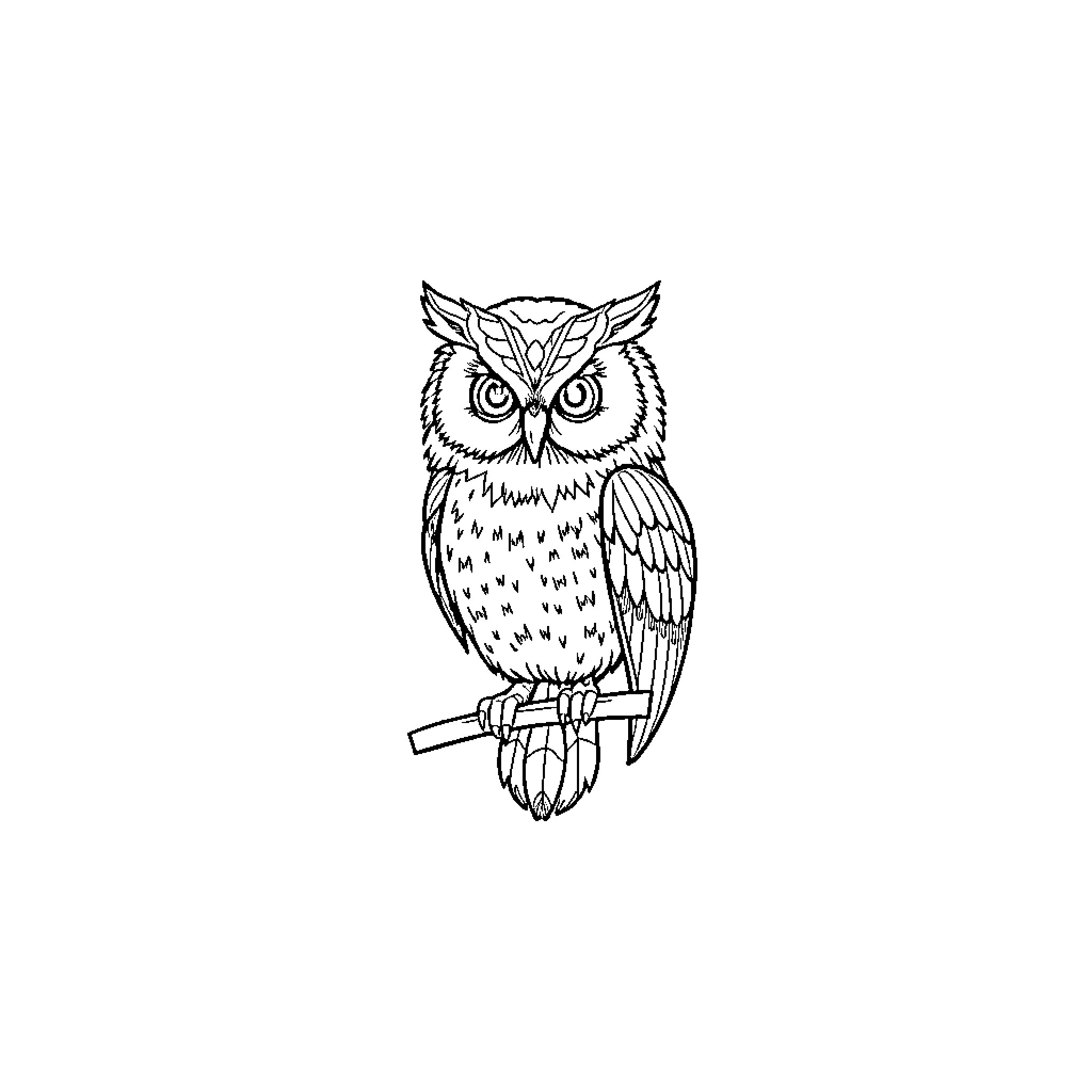 Number - Detailed Owl Illustration Coloring Page (free black-and-white line drawing printable PDF for all, from beginners to advanced learners, including children, teens, adults, and seniors)