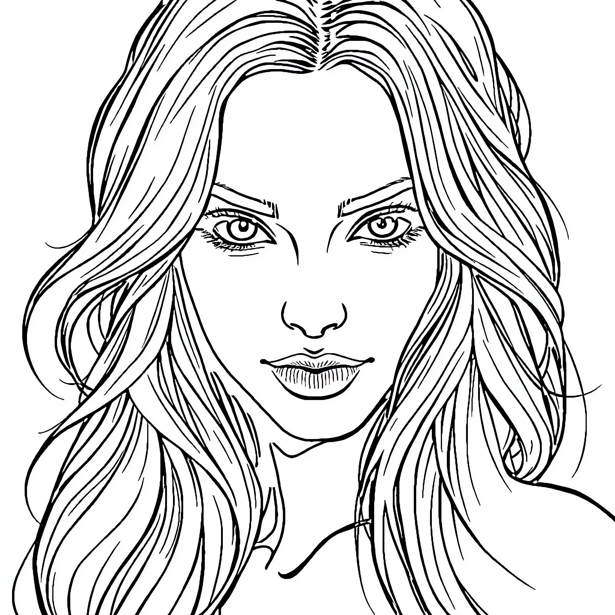 Mona Lisa Contemplative Expression Coloring Page (free black-and-white line drawing printable PDF for all, from beginners to advanced learners, including children, teens, adults, and seniors)