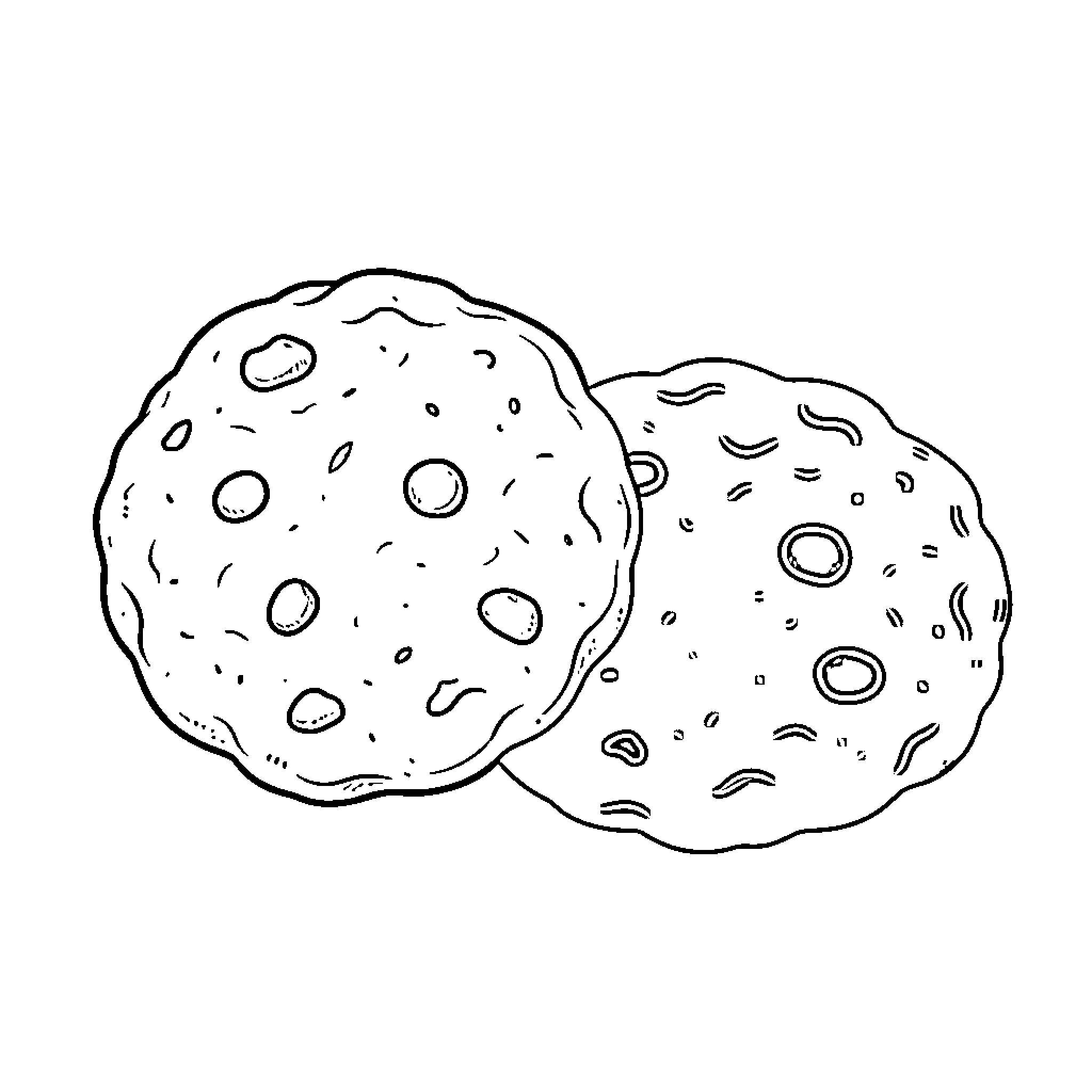 Cookie resting in a simple stacked arrangement Coloring Page (free black-and-white line drawing printable PDF for all, from beginners to advanced learners, including children, teens, adults, and seniors)