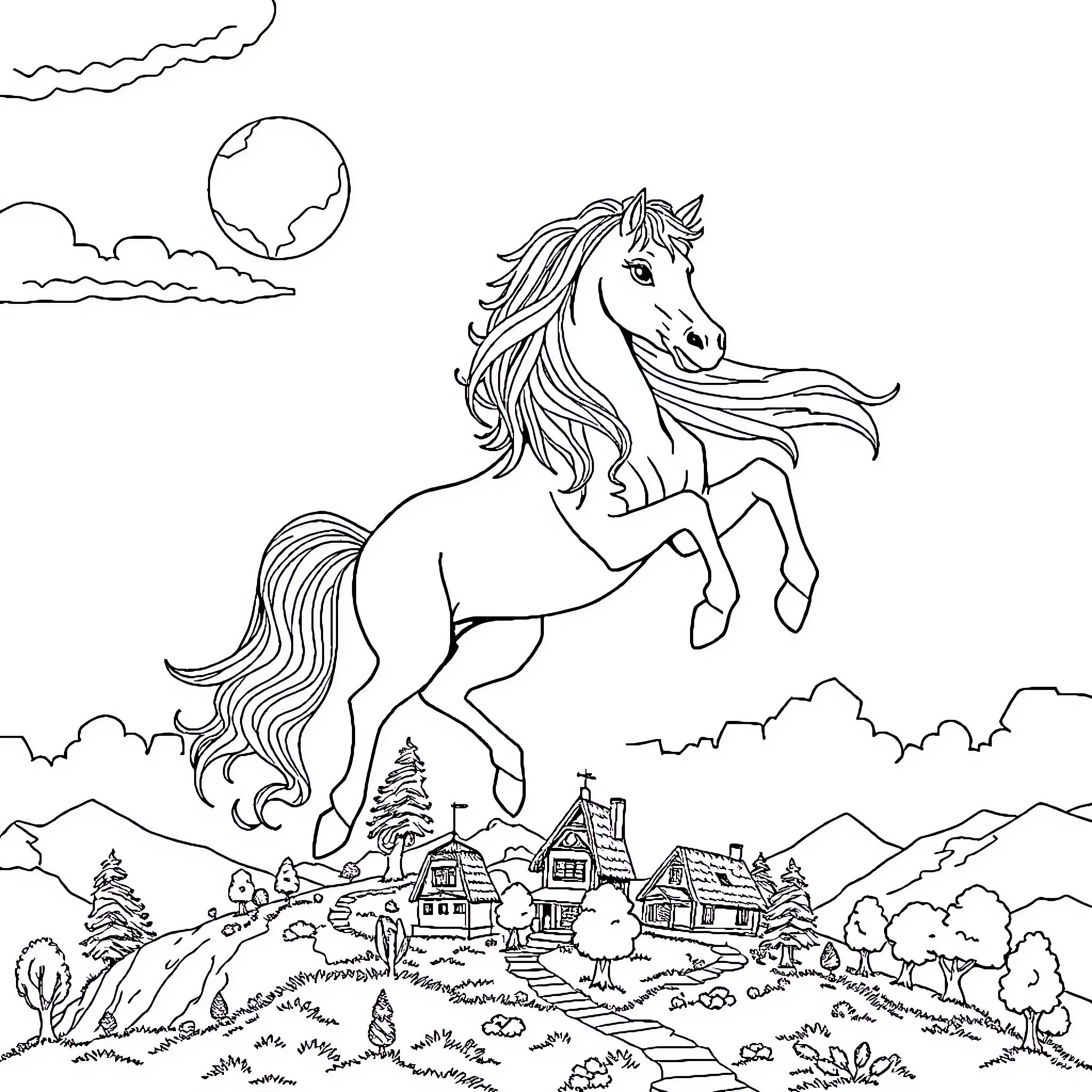 Best Flying Horse Coloring Pages (Free Printable PDF)