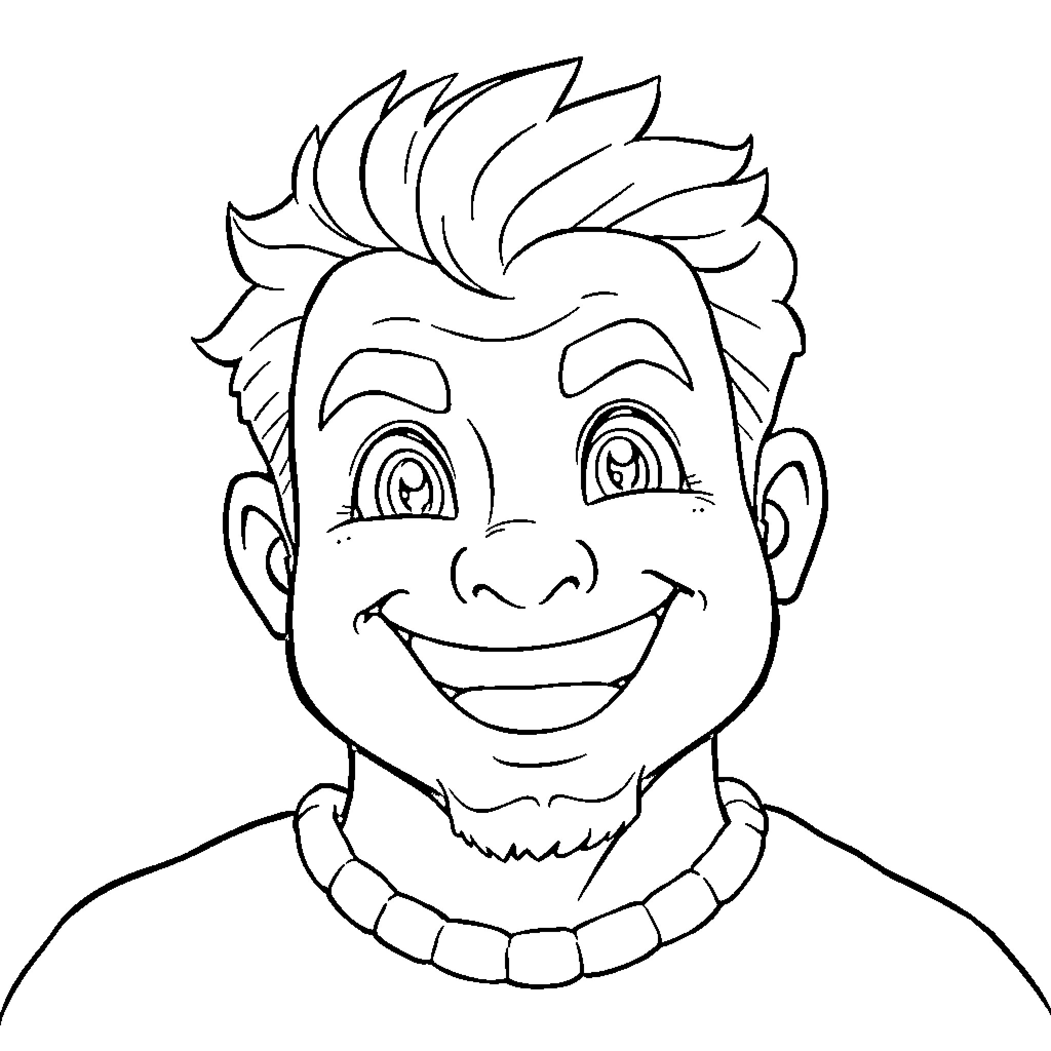 Gojo's Cheerful Expression Coloring Page (free black-and-white line drawing printable PDF for all, from beginners to advanced learners, including children, teens, adults, and seniors)