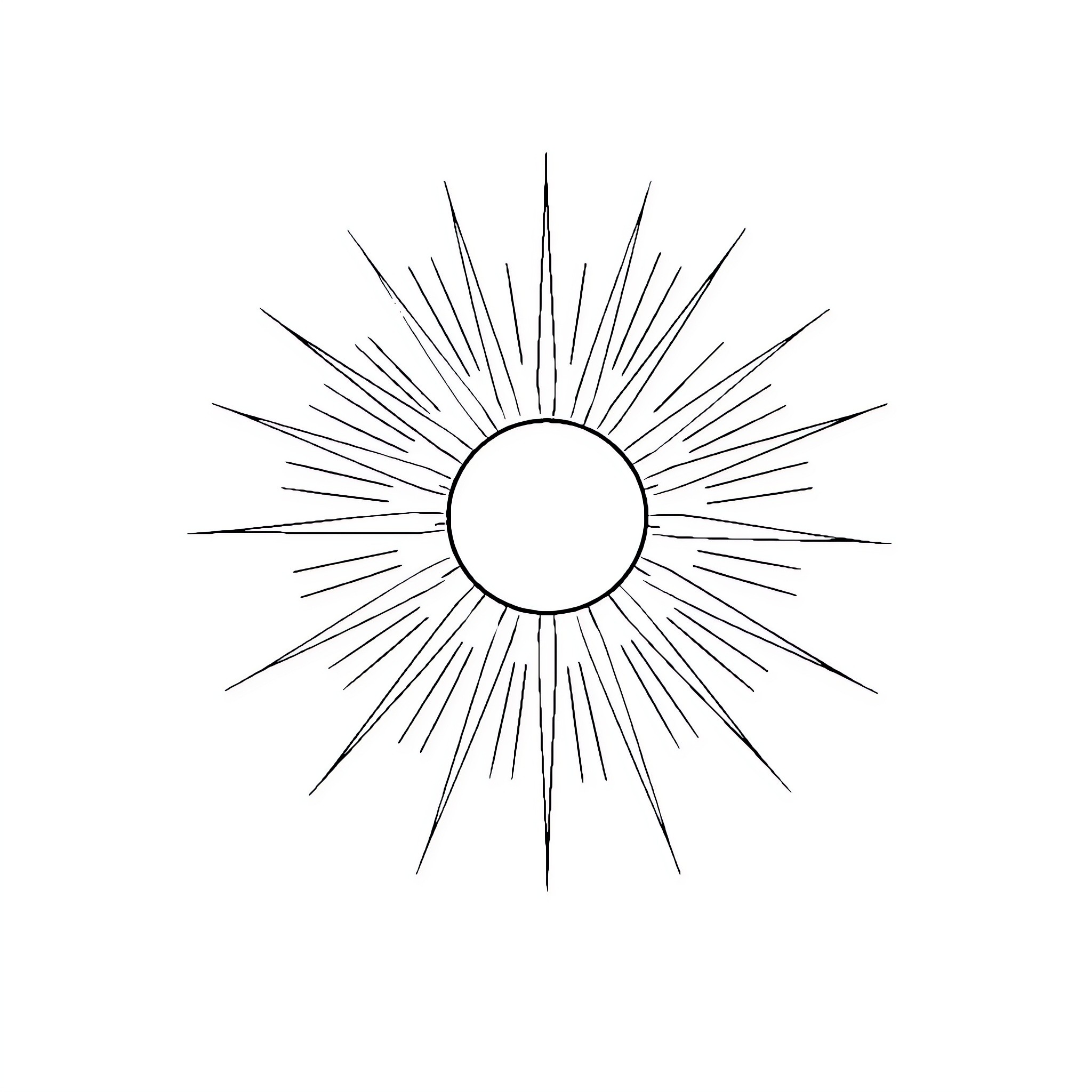 Sun's Radiant Burst Coloring Page (free black-and-white line drawing printable PDF for all, from beginners to advanced learners, including children, teens, adults, and seniors)