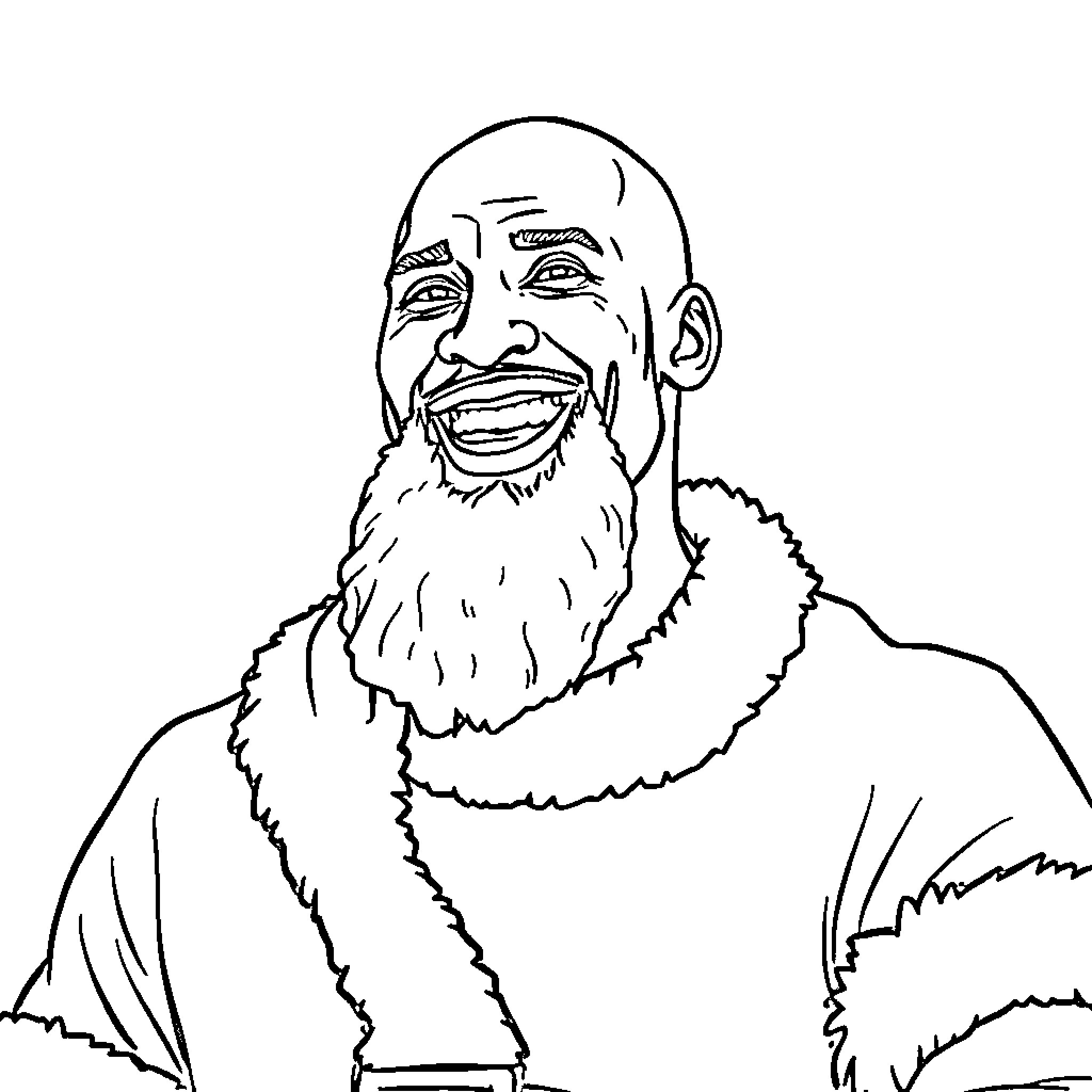 Kobe Bryant smiling and in warm attire Coloring Page (free black-and-white line drawing printable PDF for all, from beginners to advanced learners, including children, teens, adults, and seniors)