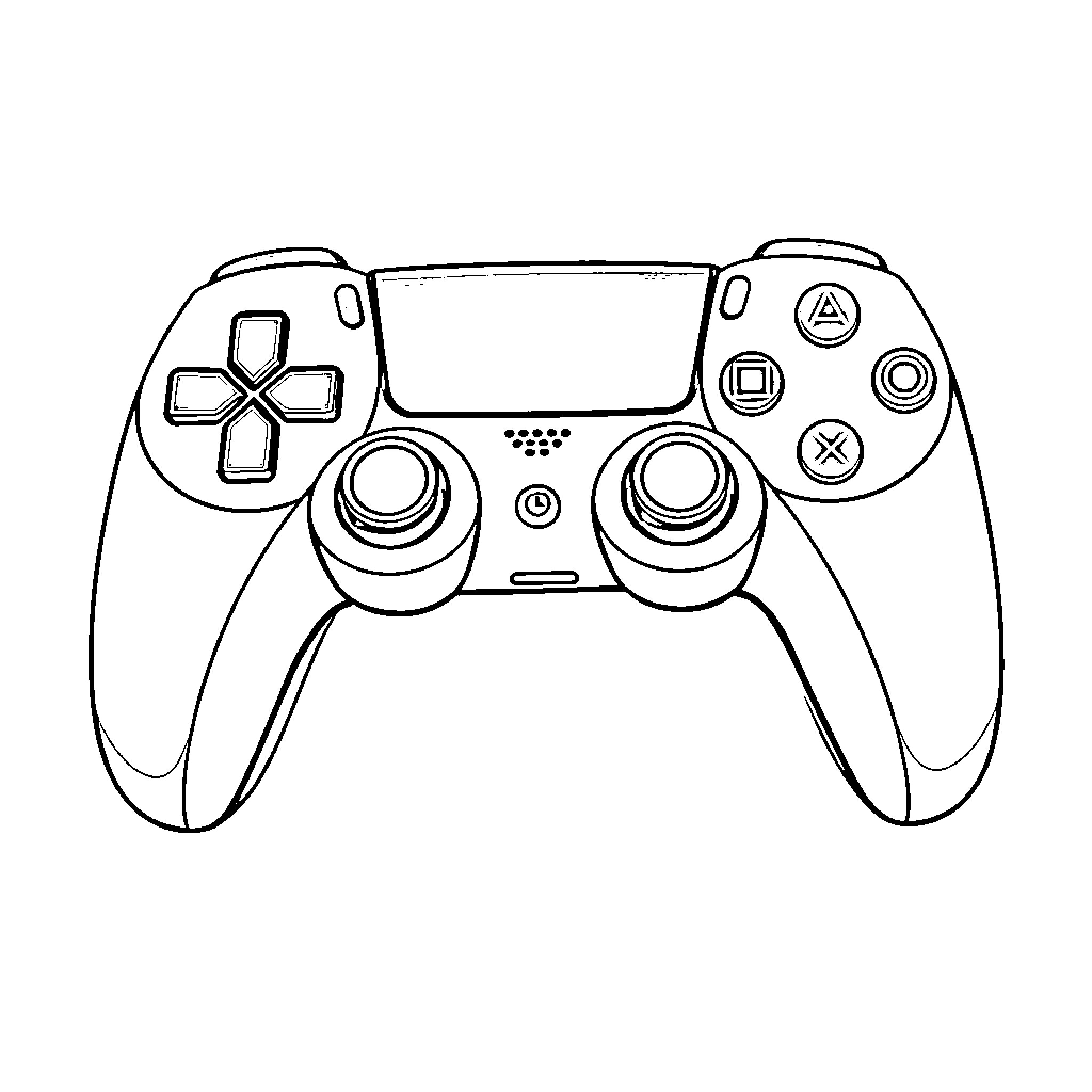 PS5 Controller in simple outline Coloring Page (free black-and-white line drawing printable PDF for all, from beginners to advanced learners, including children, teens, adults, and seniors)