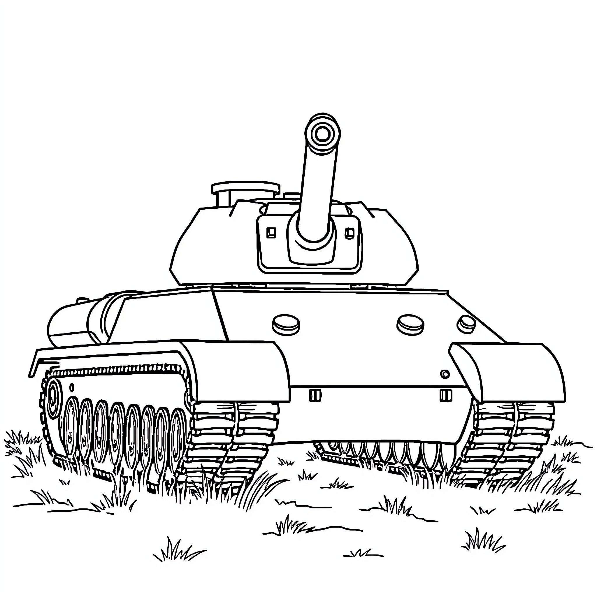 Tank maneuvers through the battlefield Coloring Page (free black-and-white line drawing printable PDF for all, from beginners to advanced learners, including children, teens, adults, and seniors)