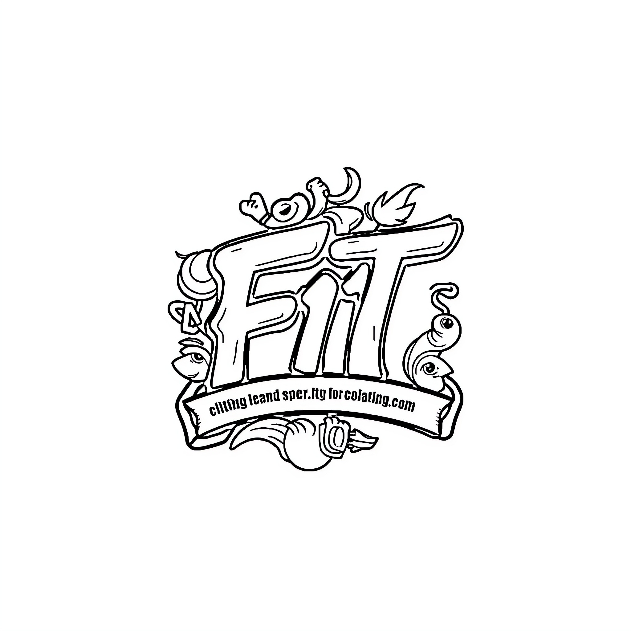 Logo with stylized text and decorative elements Coloring Page (free black-and-white line drawing printable PDF for all, from beginners to advanced learners, including children, teens, adults, and seniors)