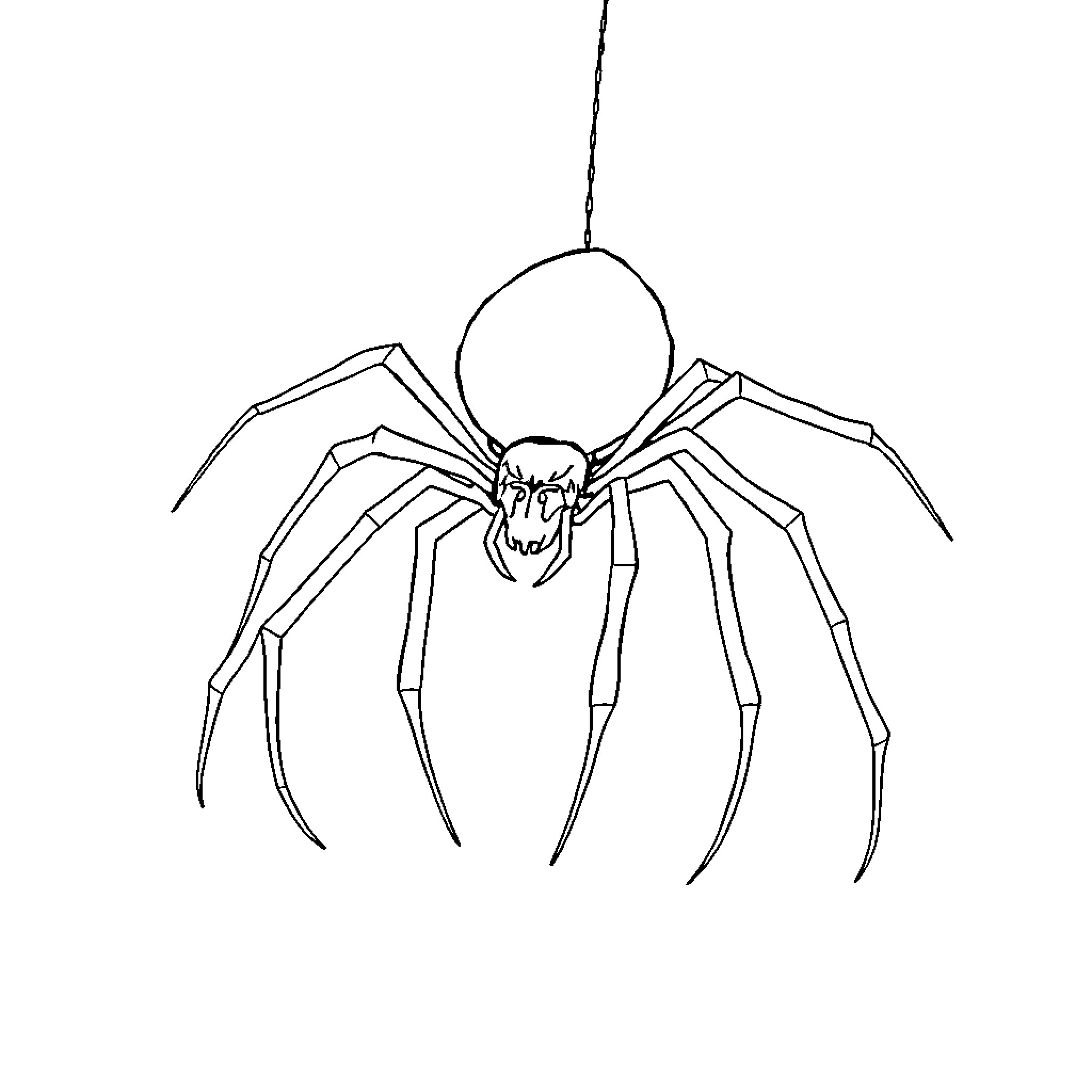 Ghost Spider lurking menacingly in the shadows Coloring Page (free black-and-white line drawing printable PDF for all, from beginners to advanced learners, including children, teens, adults, and seniors)