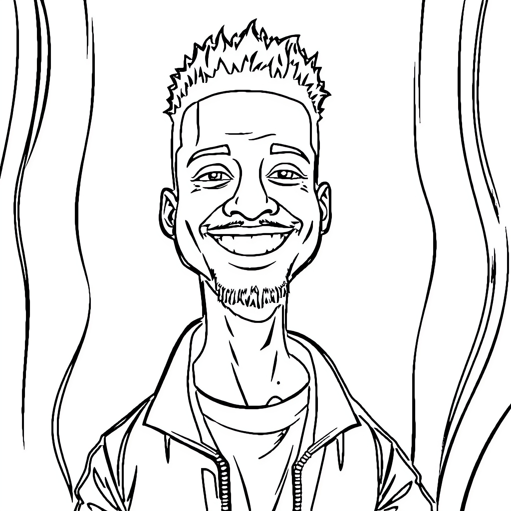 Michael Paige's happy and expressive portrait Coloring Page (free black-and-white line drawing printable PDF for all, from beginners to advanced learners, including children, teens, adults, and seniors)