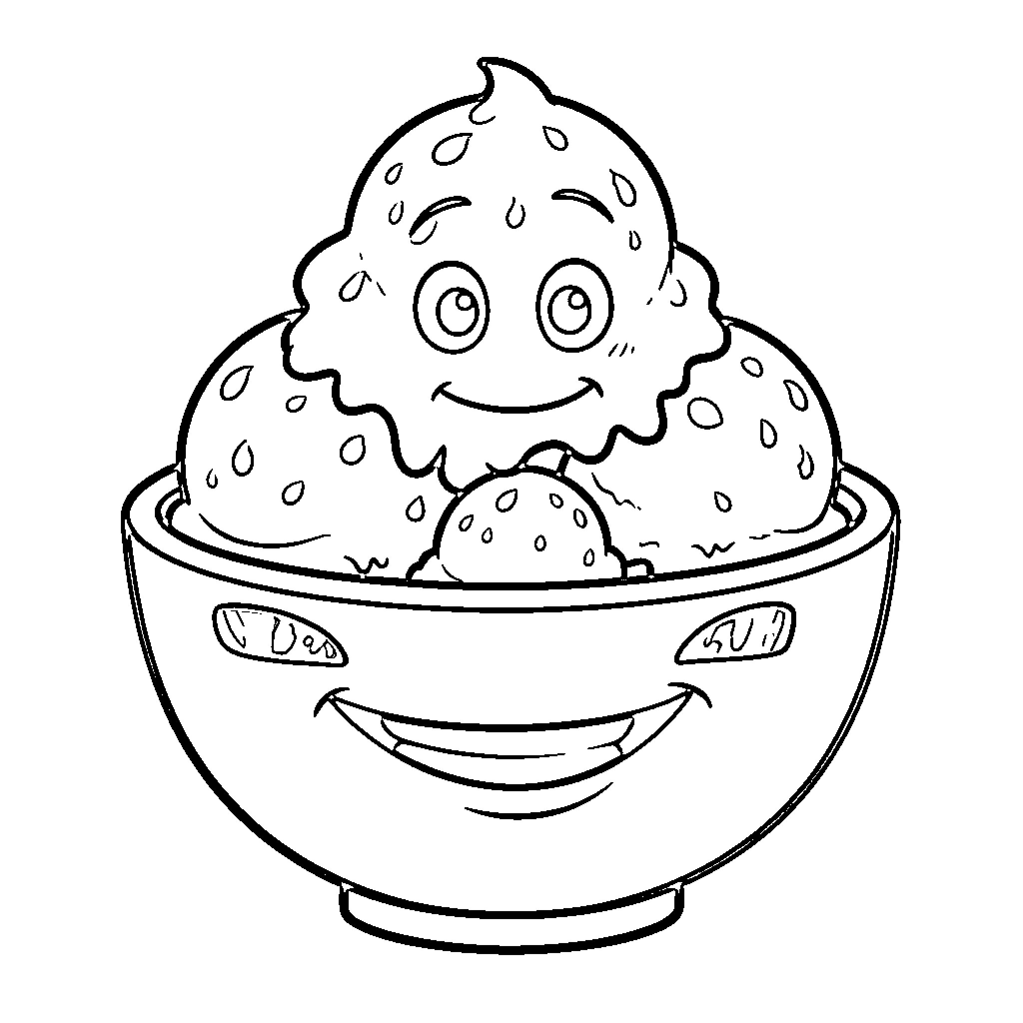 Lightning McQueen as a smiling scoop of ice cream Coloring Page (free black-and-white line drawing printable PDF for all, from beginners to advanced learners, including children, teens, adults, and seniors)