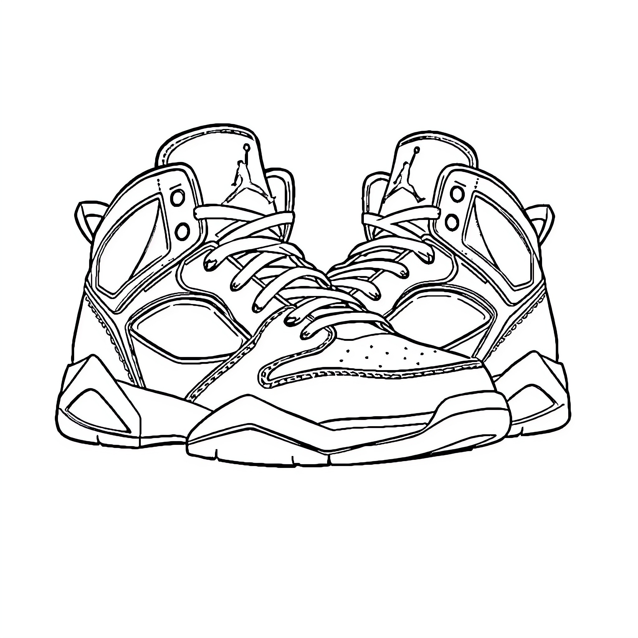 Michael Jordan's iconic basketball sneakers Coloring Page (free black-and-white line drawing printable PDF for all, from beginners to advanced learners, including children, teens, adults, and seniors)