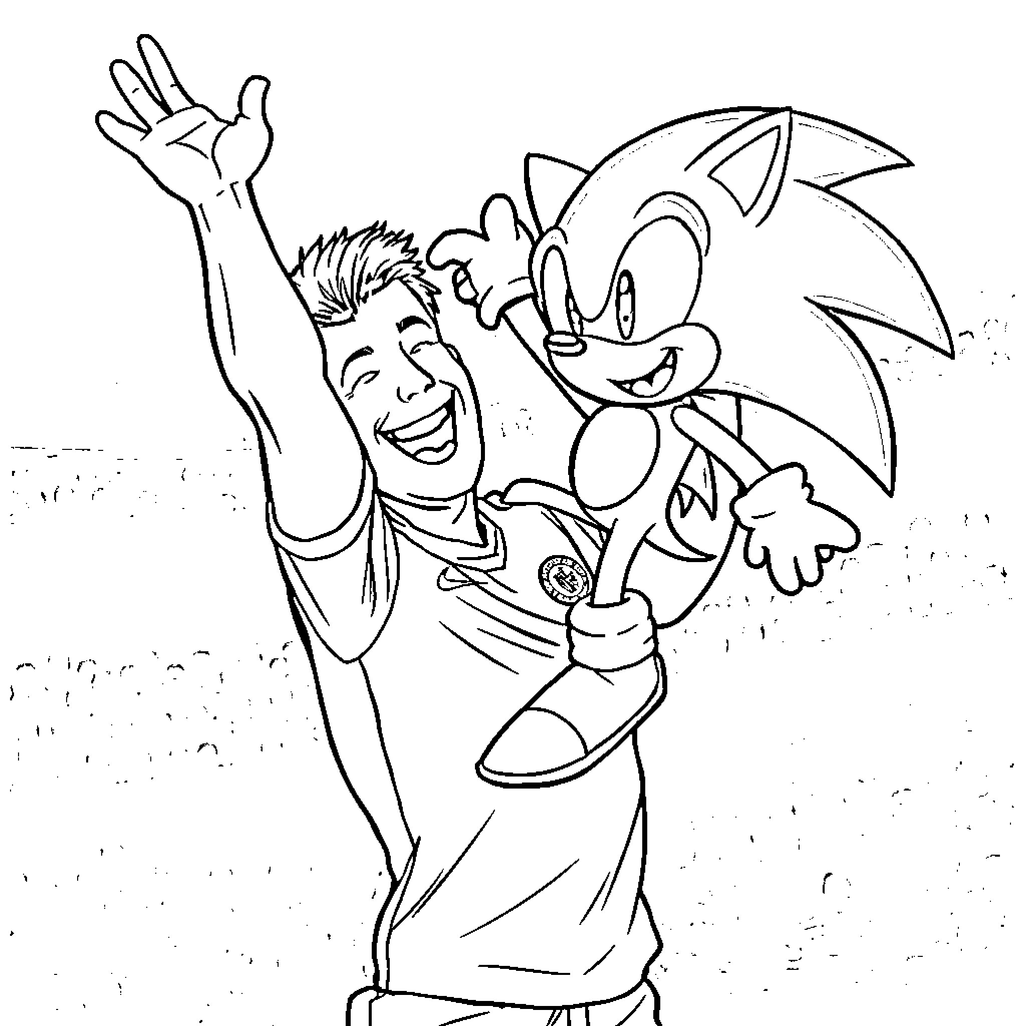 Steven Gerrard playing with cartoon character Coloring Page (free black-and-white line drawing printable PDF for all, from beginners to advanced learners, including children, teens, adults, and seniors)
