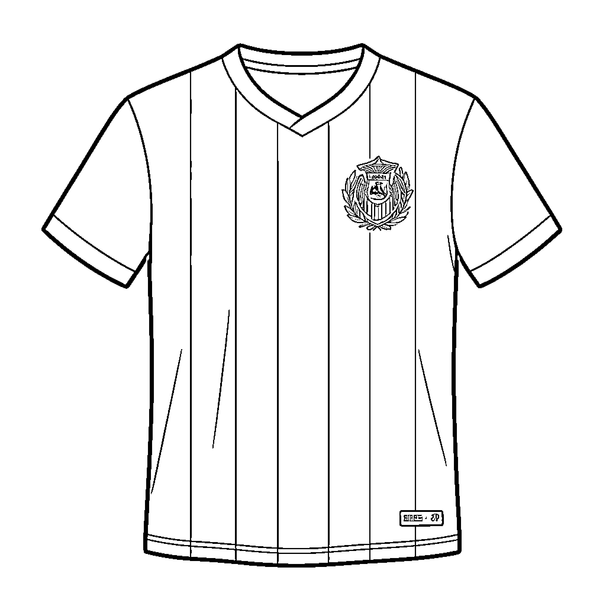 Argentina Shirt with striped design and emblem Coloring Page (free black-and-white line drawing printable PDF for all, from beginners to advanced learners, including children, teens, adults, and seniors)