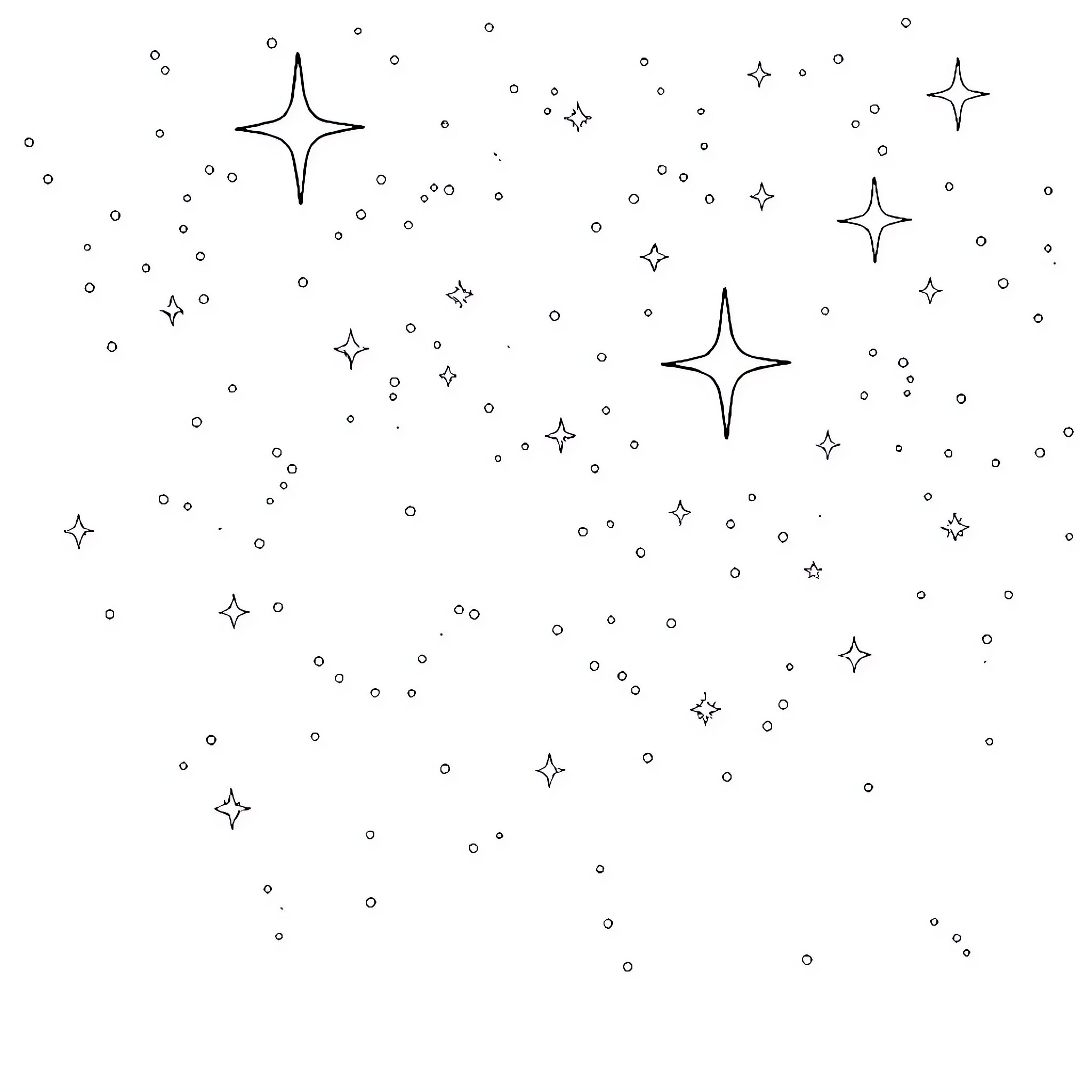 Star-filled cosmic background with glowing dots Coloring Page (free black-and-white line drawing printable PDF for all, from beginners to advanced learners, including children, teens, adults, and seniors)