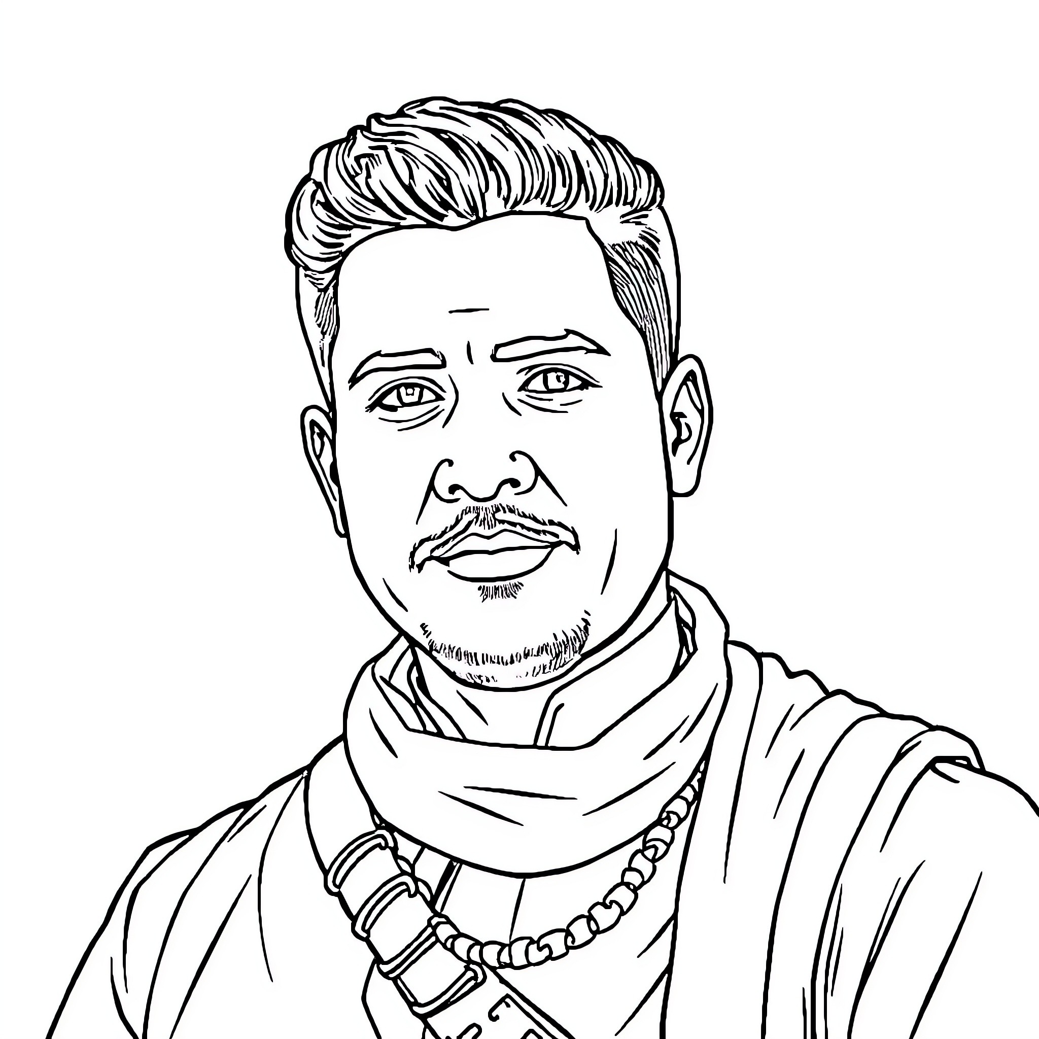 Rafael Urdaneta portrayed in a detailed sketch Coloring Page (free black-and-white line drawing printable PDF for all, from beginners to advanced learners, including children, teens, adults, and seniors)