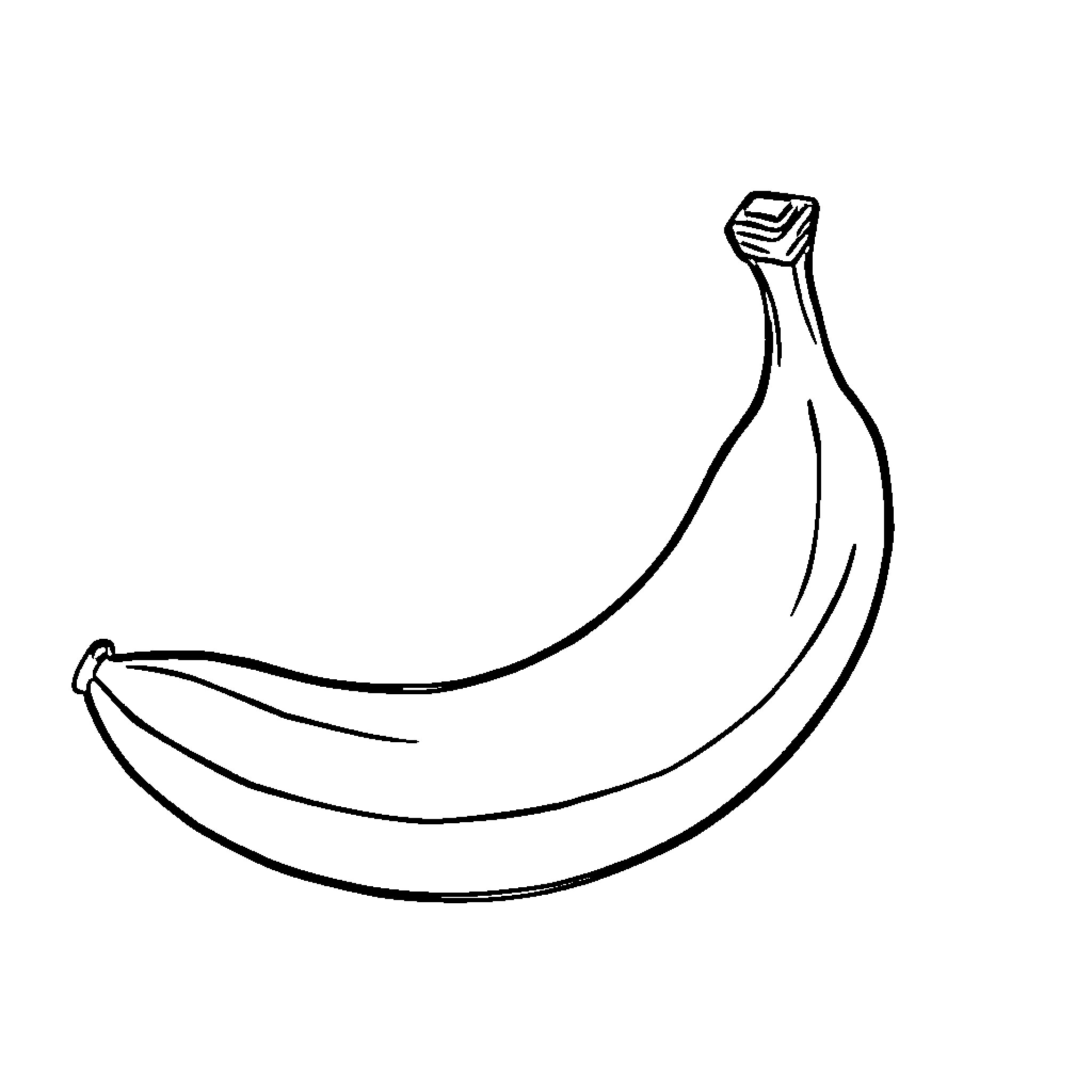 Banana in simple black and white sketch Coloring Page (free black-and-white line drawing printable PDF for all, from beginners to advanced learners, including children, teens, adults, and seniors)