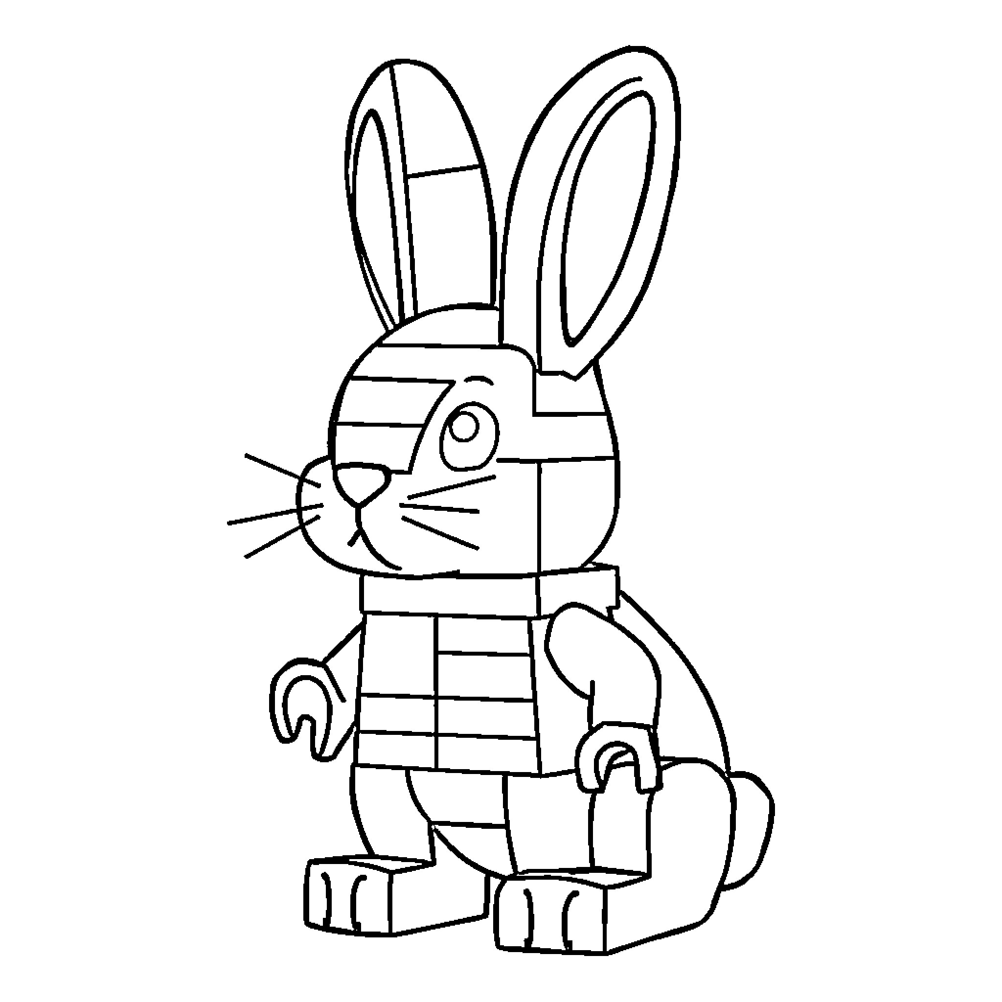 Bunny in patterned outfit striking a pose Coloring Page (free black-and-white line drawing printable PDF for all, from beginners to advanced learners, including children, teens, adults, and seniors)