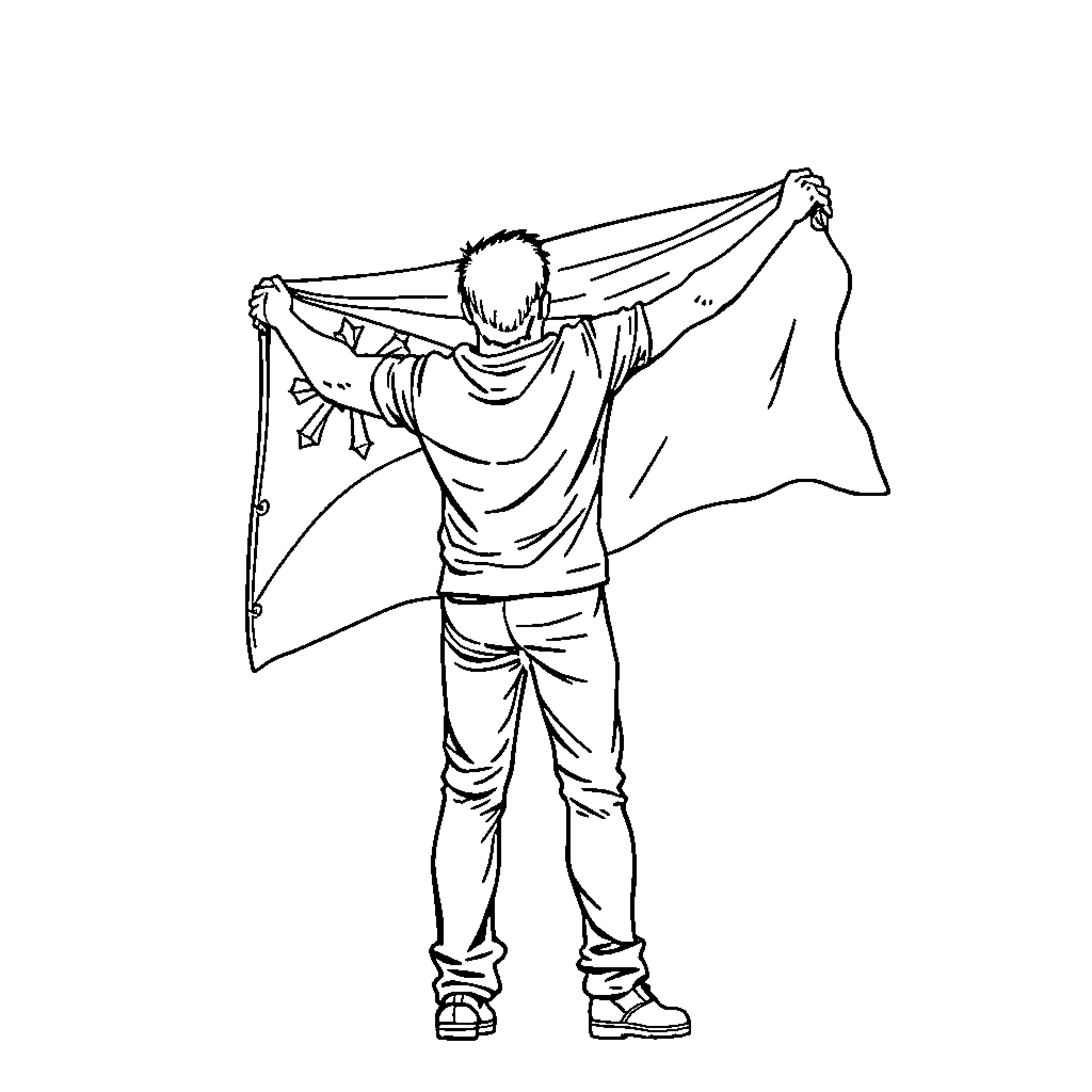 Nationalism in Protest: Waving Flag with Passion Coloring Page (free black-and-white line drawing printable PDF for all, from beginners to advanced learners, including children, teens, adults, and seniors)