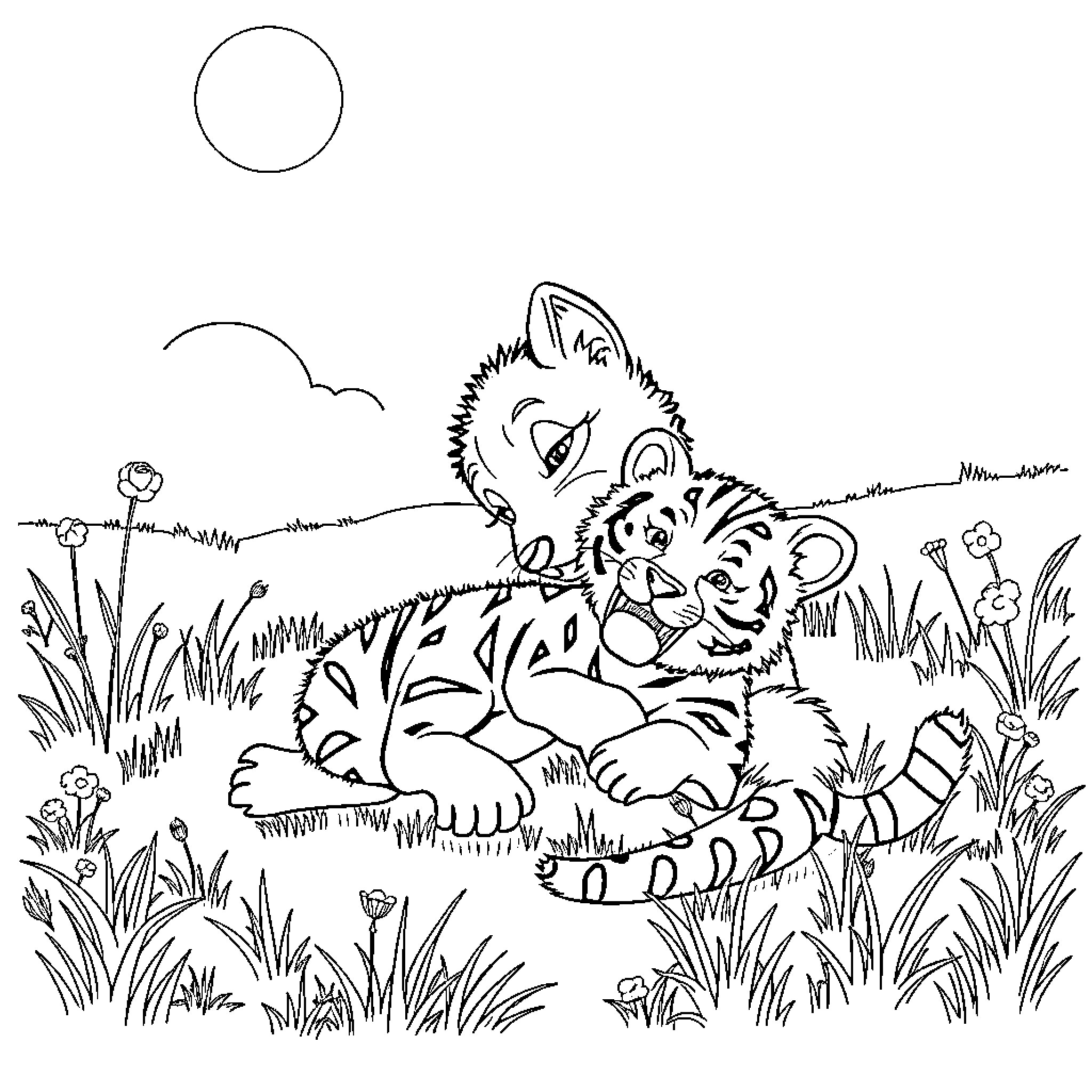 Wolf resting peacefully in nature's embrace Coloring Page (free black-and-white line drawing printable PDF for all, from beginners to advanced learners, including children, teens, adults, and seniors)