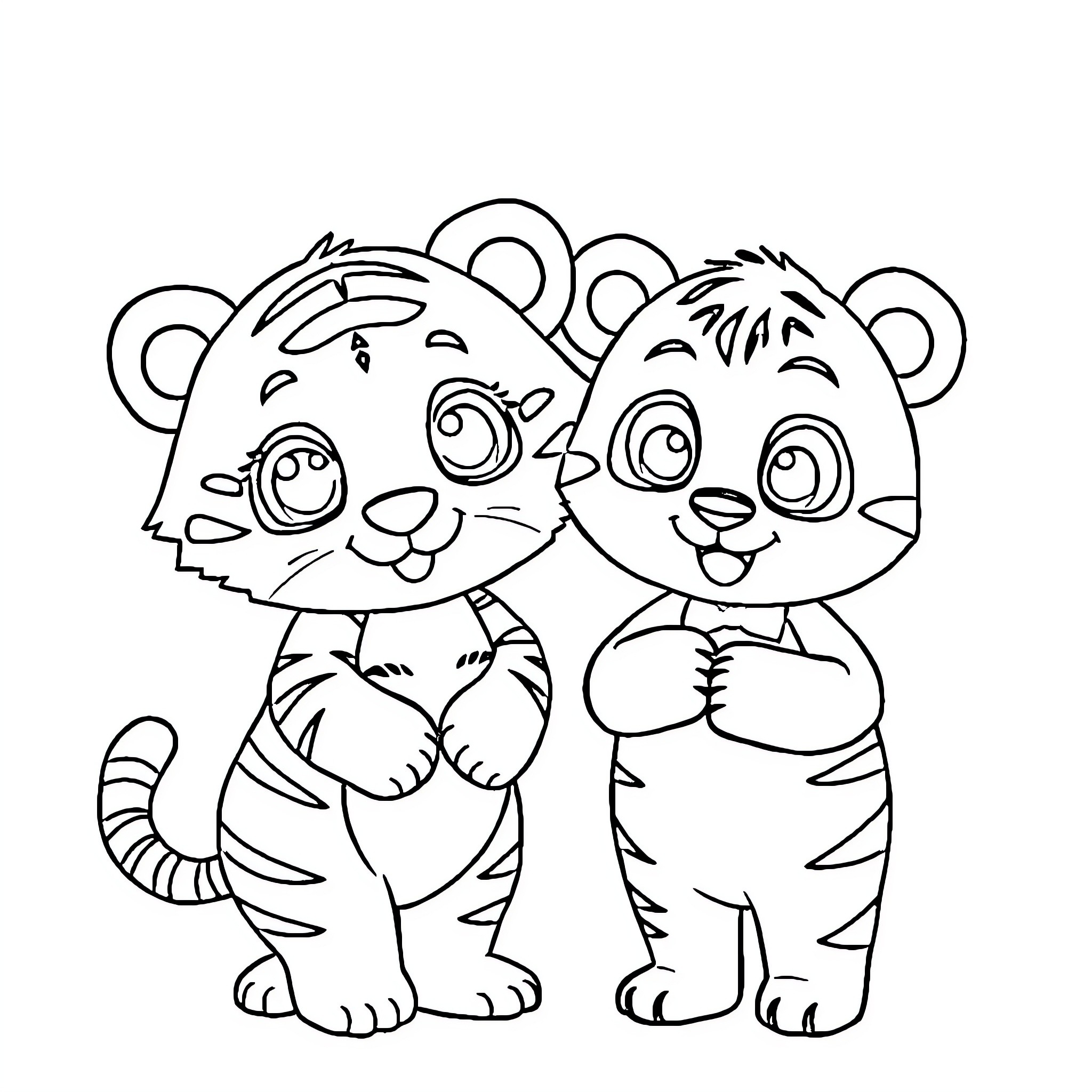 Panda cubs playing joyfully together Coloring Page (free black-and-white line drawing printable PDF for all, from beginners to advanced learners, including children, teens, adults, and seniors)