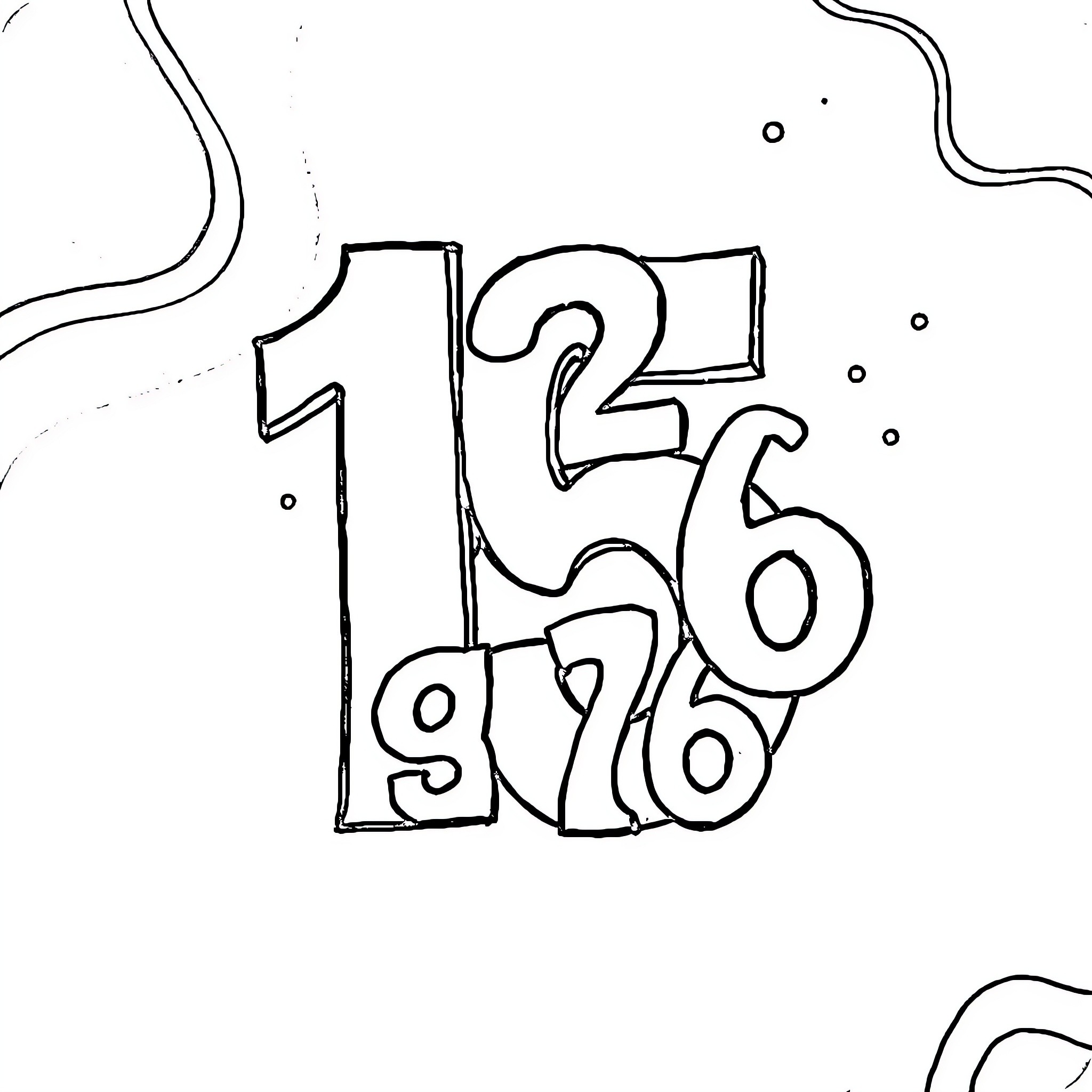 Number and Letter Sketch with Abstract Background Coloring Page (free black-and-white line drawing printable PDF for all, from beginners to advanced learners, including children, teens, adults, and seniors)