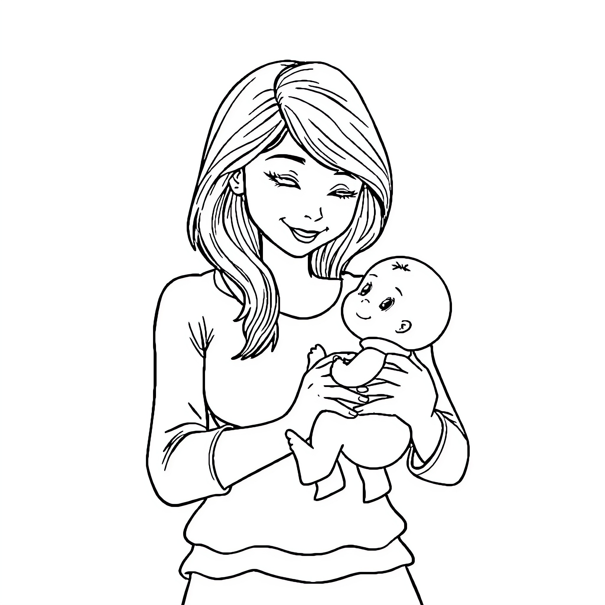 Bat Holding Adorable Baby with Care Coloring Page (free black-and-white line drawing printable PDF for all, from beginners to advanced learners, including children, teens, adults, and seniors)