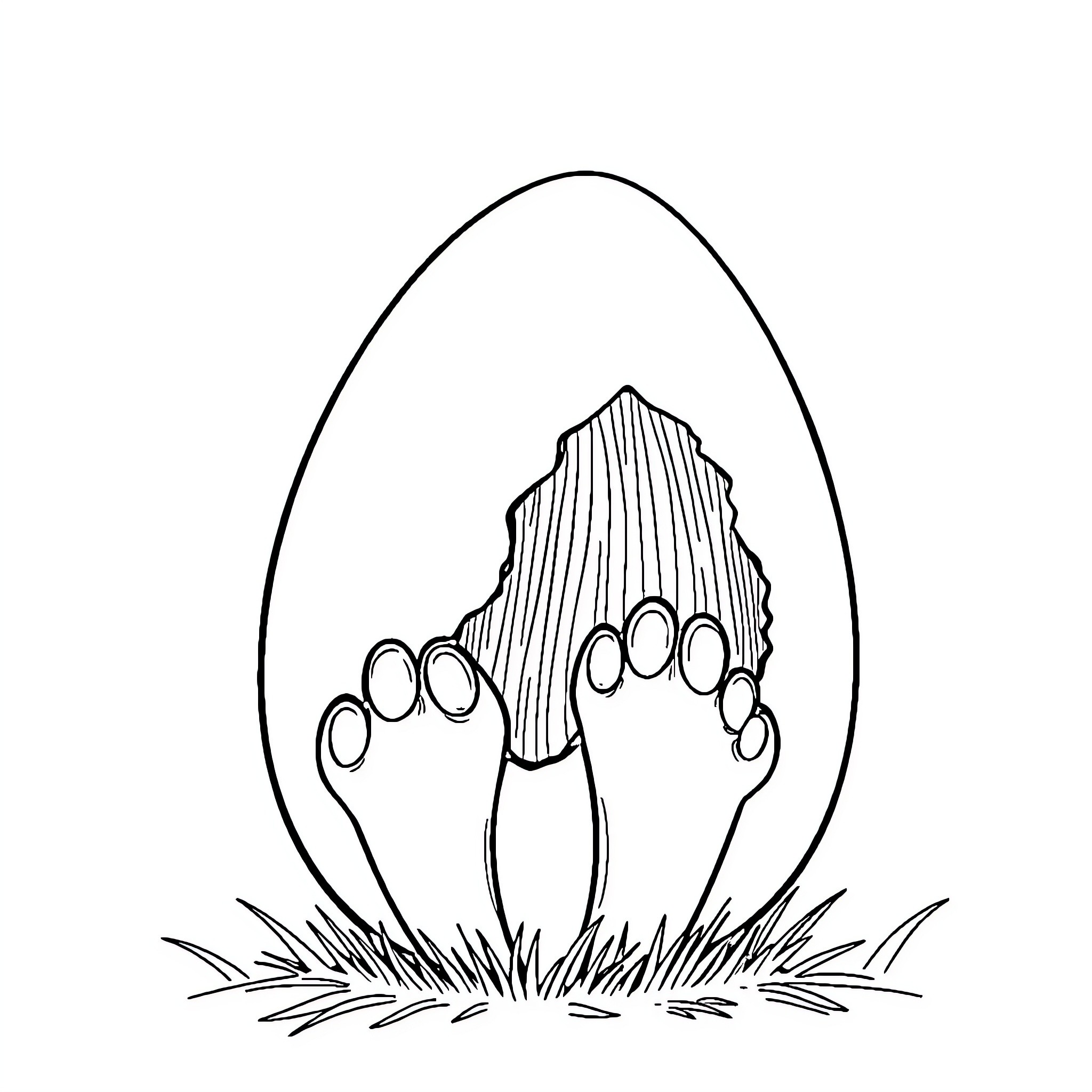Egg-shaped mushroom emerging from the ground Coloring Page (free black-and-white line drawing printable PDF for all, from beginners to advanced learners, including children, teens, adults, and seniors)