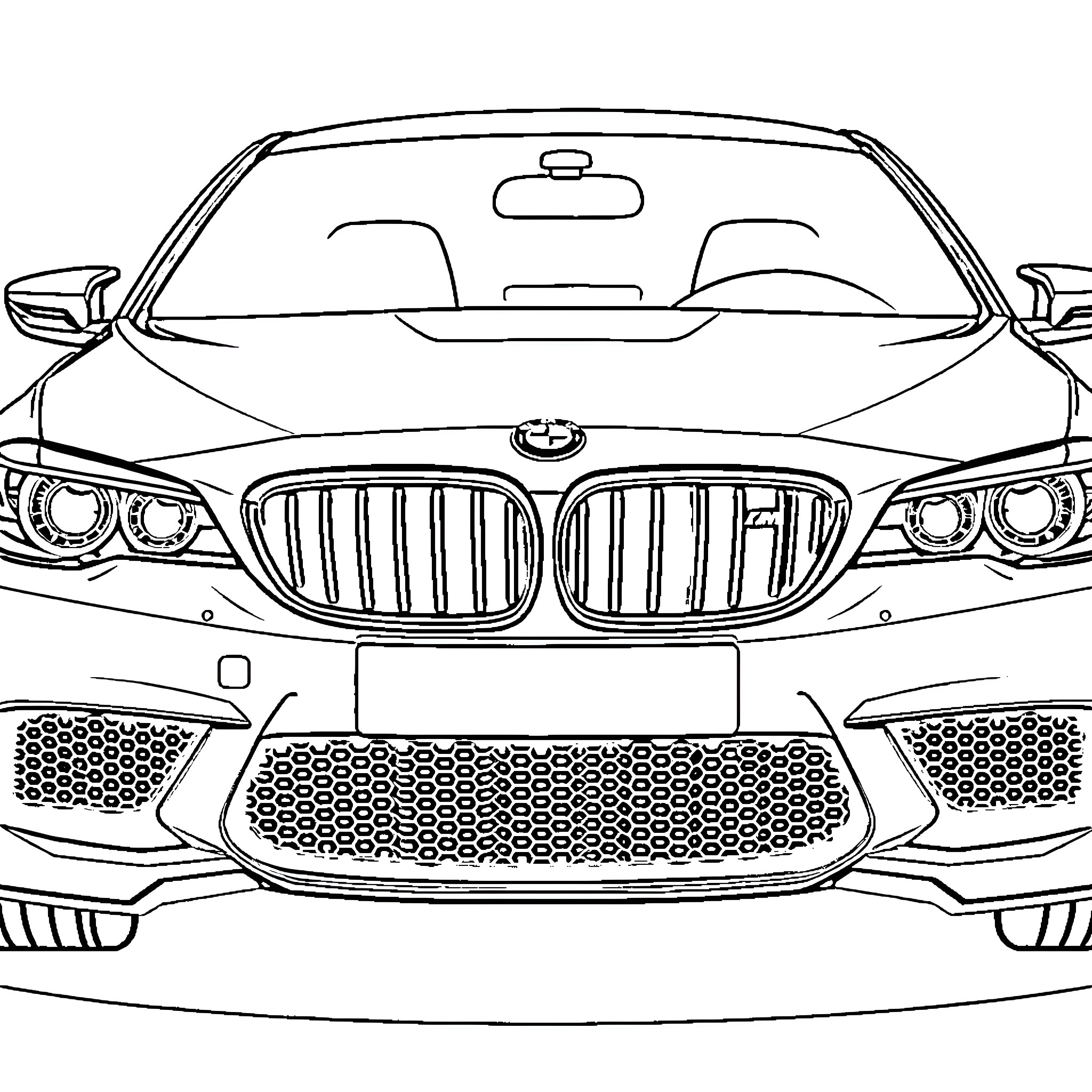 BMW M5 high-performance sports car in sleek design Coloring Page (free black-and-white line drawing printable PDF for all, from beginners to advanced learners, including children, teens, adults, and seniors)