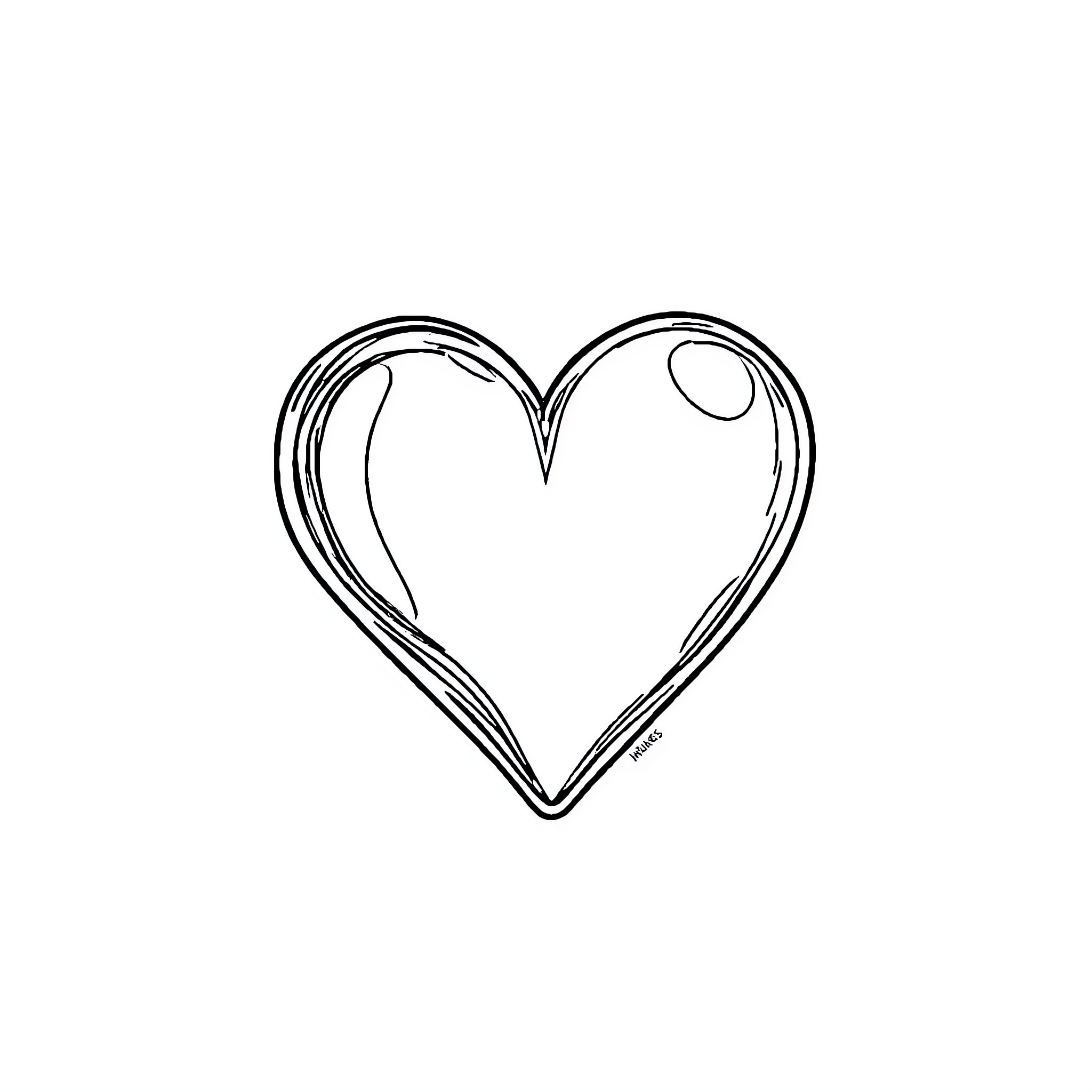 Heart Shaped Love Doodle Coloring Page (free black-and-white line drawing printable PDF for all, from beginners to advanced learners, including children, teens, adults, and seniors)
