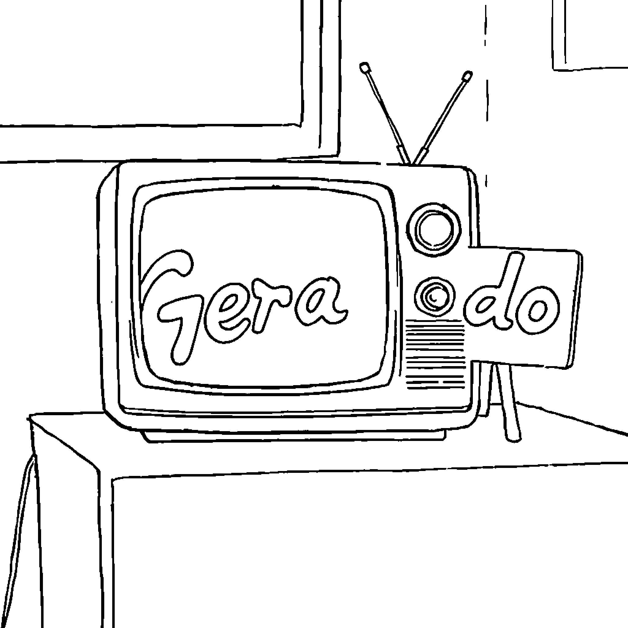 TV with Retro Design and Display Coloring Page (free black-and-white line drawing printable PDF for all, from beginners to advanced learners, including children, teens, adults, and seniors)