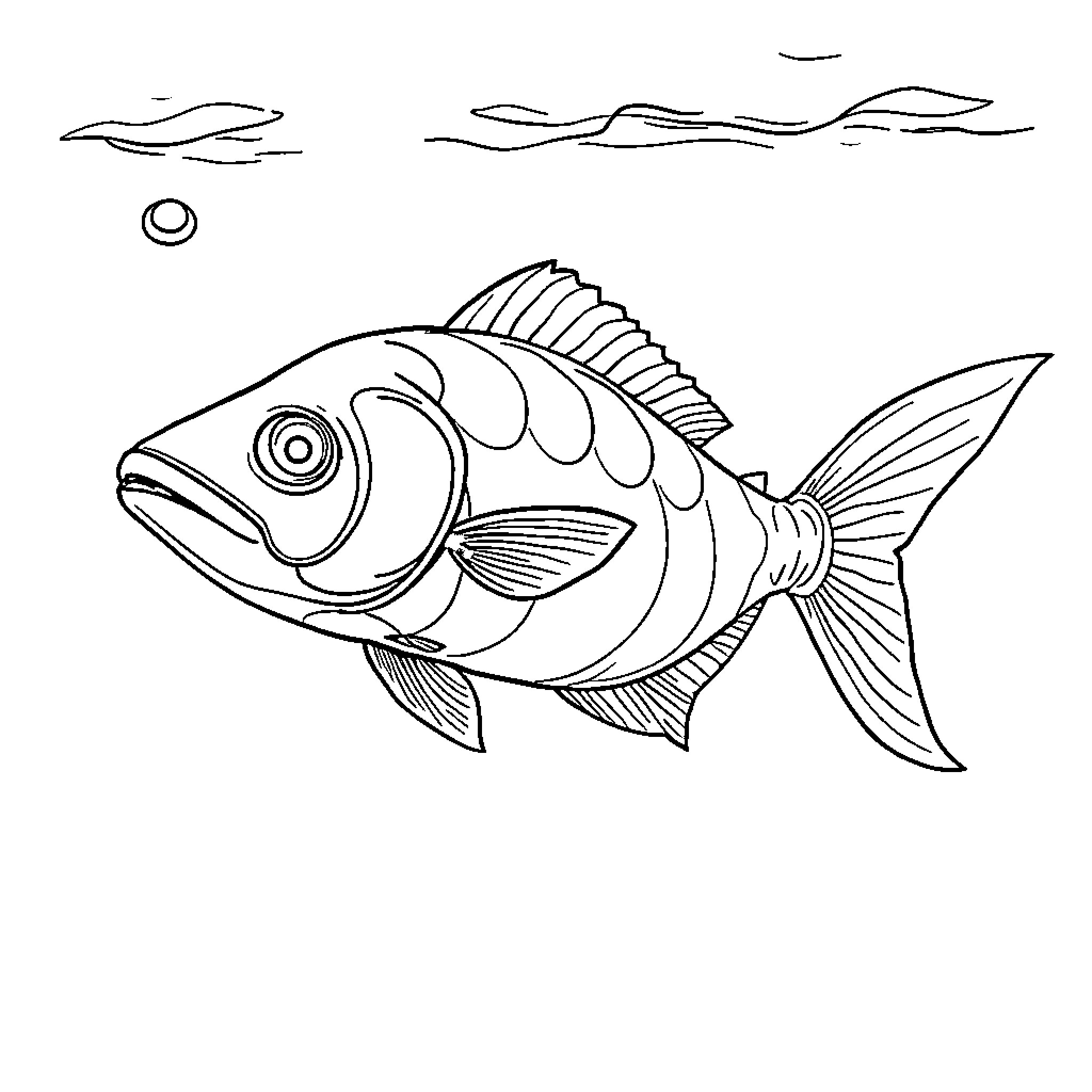 Leviator swimming in the ocean Coloring Page (free black-and-white line drawing printable PDF for all, from beginners to advanced learners, including children, teens, adults, and seniors)