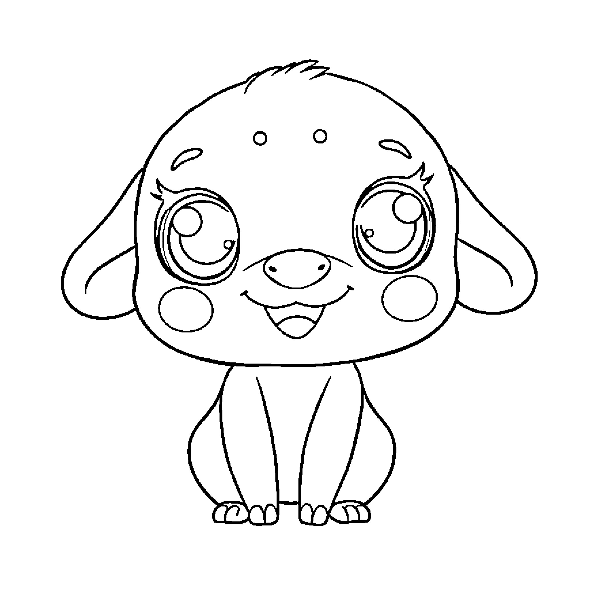 Labubu, the cute and playful puppy Coloring Page (free black-and-white line drawing printable PDF for all, from beginners to advanced learners, including children, teens, adults, and seniors)
