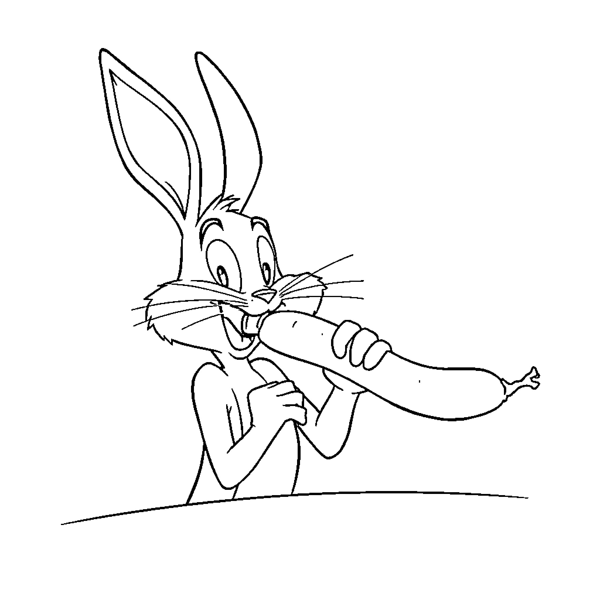 Roger Rabbit performing a silly gesture Coloring Page (free black-and-white line drawing printable PDF for all, from beginners to advanced learners, including children, teens, adults, and seniors)