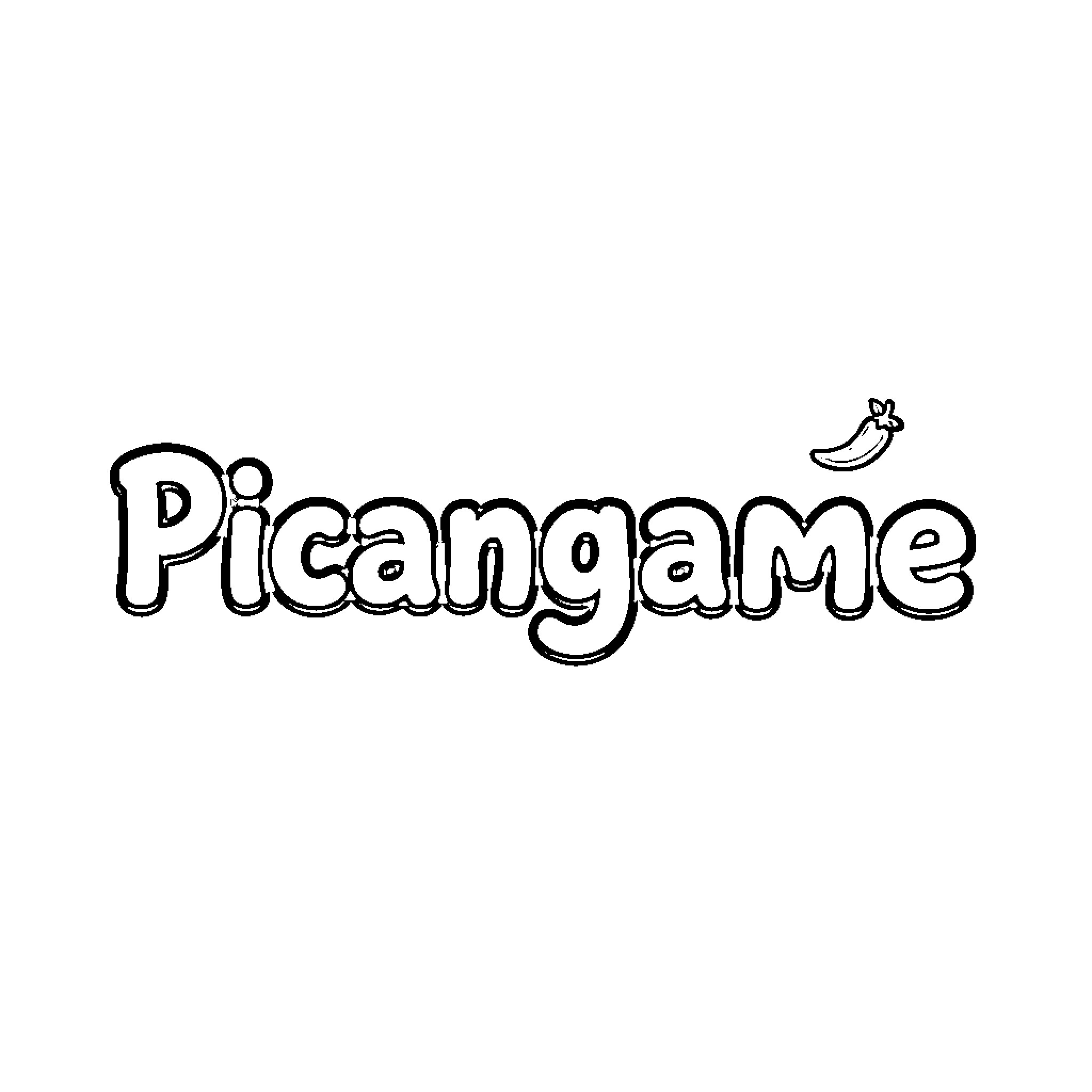 Picangame with playful banana graphic Coloring Page (free black-and-white line drawing printable PDF for all, from beginners to advanced learners, including children, teens, adults, and seniors)