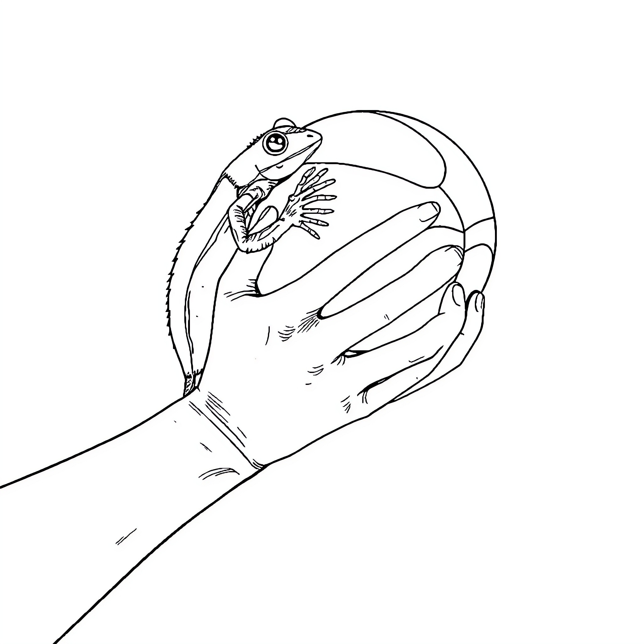 Handball player's protective gestures Coloring Page (free black-and-white line drawing printable PDF for all, from beginners to advanced learners, including children, teens, adults, and seniors)
