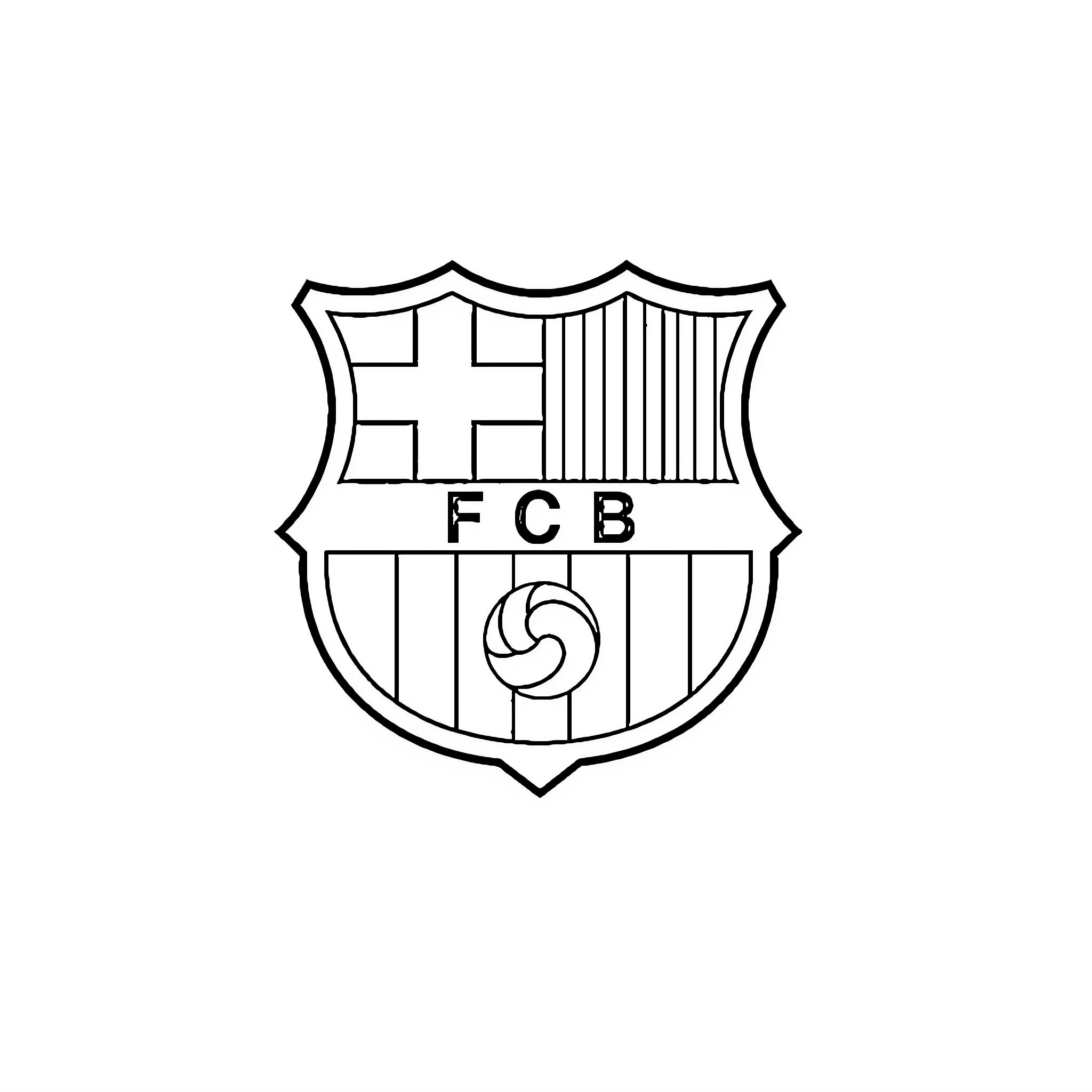 Barcelona FC club crest Coloring Page (free black-and-white line drawing printable PDF for all, from beginners to advanced learners, including children, teens, adults, and seniors)
