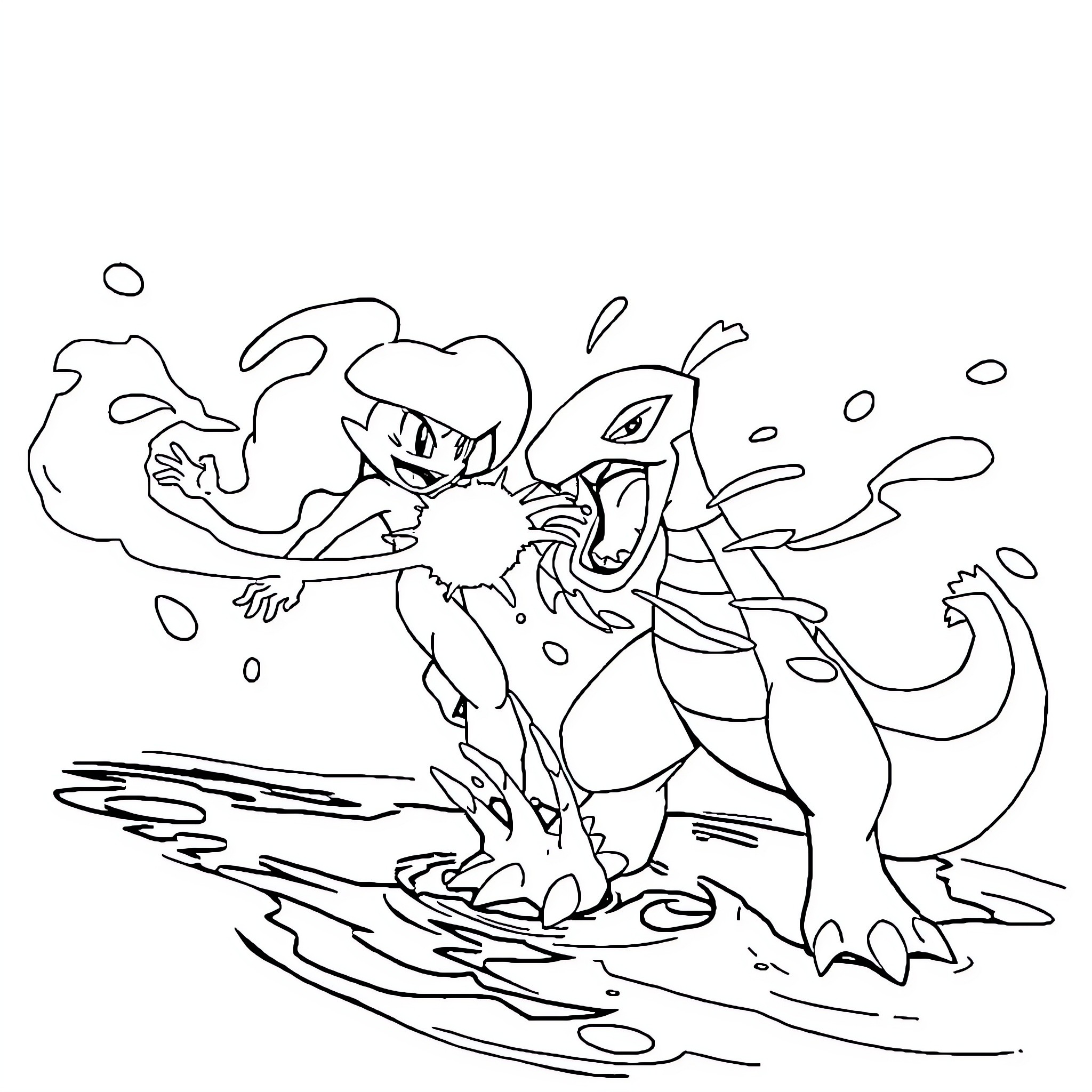 Ondine's underwater adventures with mythical creatures Coloring Page (free black-and-white line drawing printable PDF for all, from beginners to advanced learners, including children, teens, adults, and seniors)