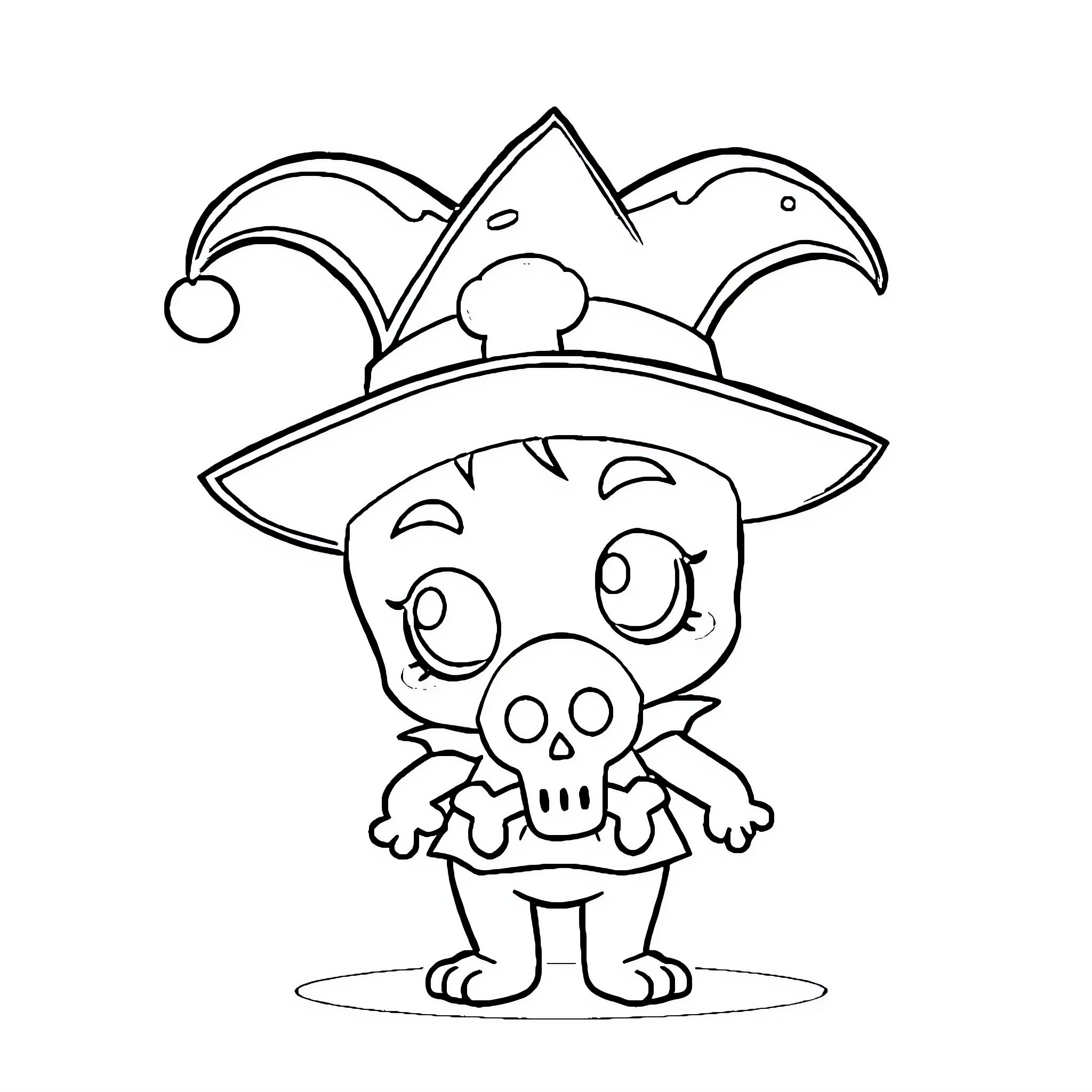 Kuromi displaying a playful and mischievous demeanor Coloring Page (free black-and-white line drawing printable PDF for all, from beginners to advanced learners, including children, teens, adults, and seniors)