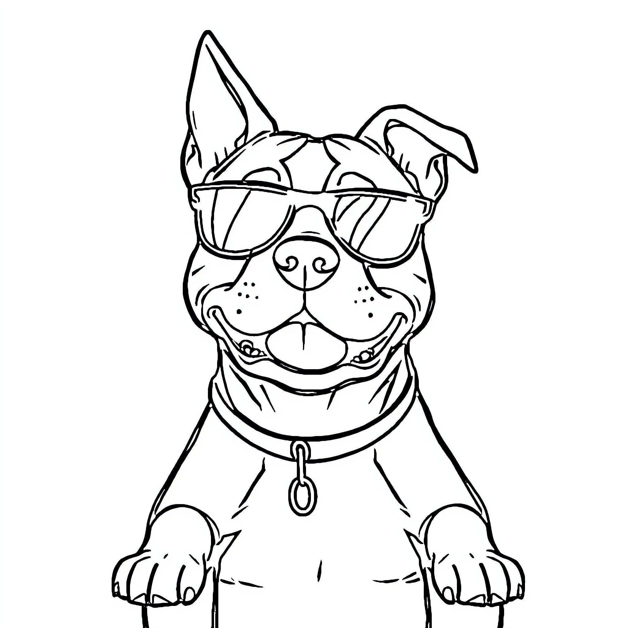 Papai Noel's Adorable Puppy Wearing Sunglasses Coloring Page (free black-and-white line drawing printable PDF for all, from beginners to advanced learners, including children, teens, adults, and seniors)