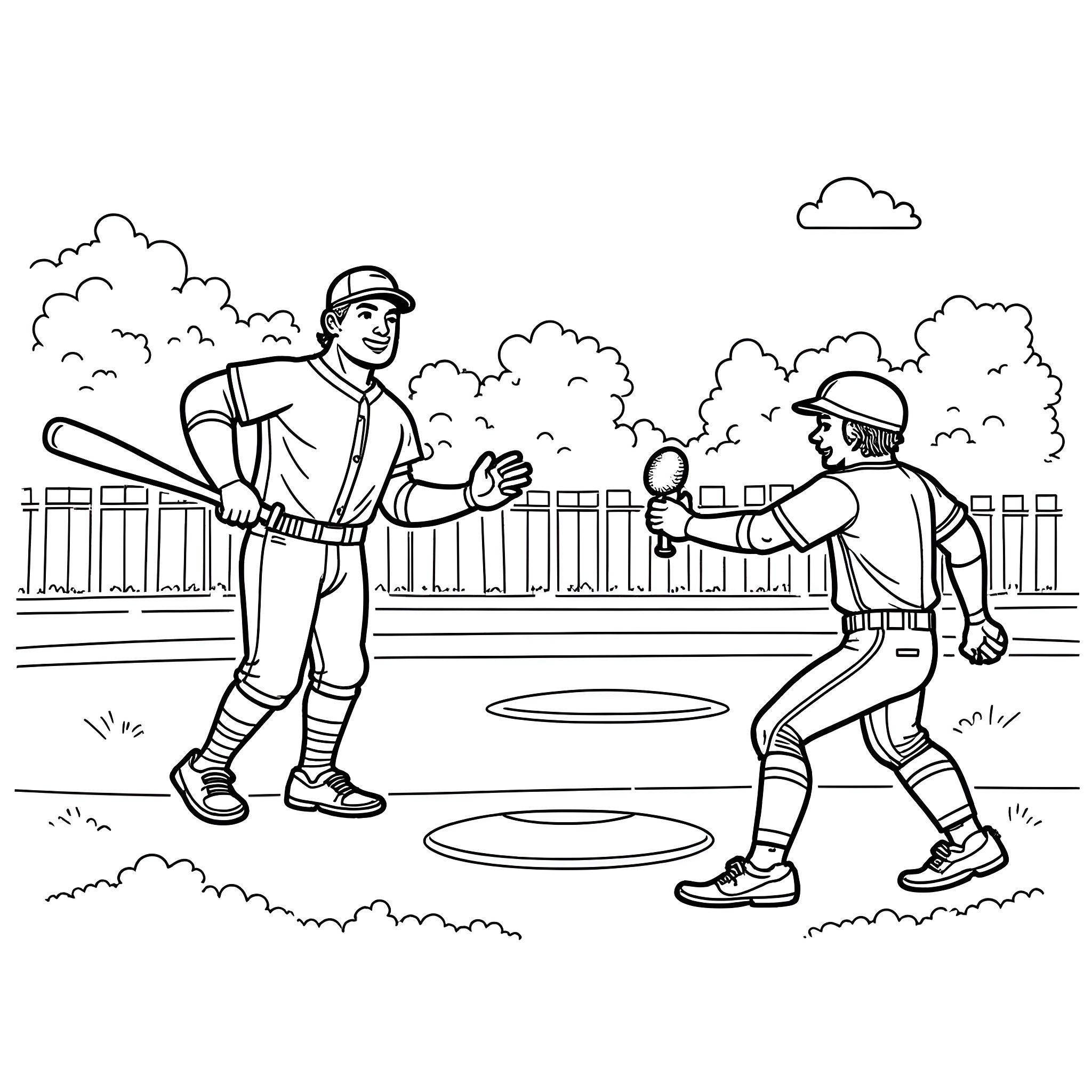 Avenger Heroes Battling on the Playground Coloring Page (free black-and-white line drawing printable PDF for all, from beginners to advanced learners, including children, teens, adults, and seniors)