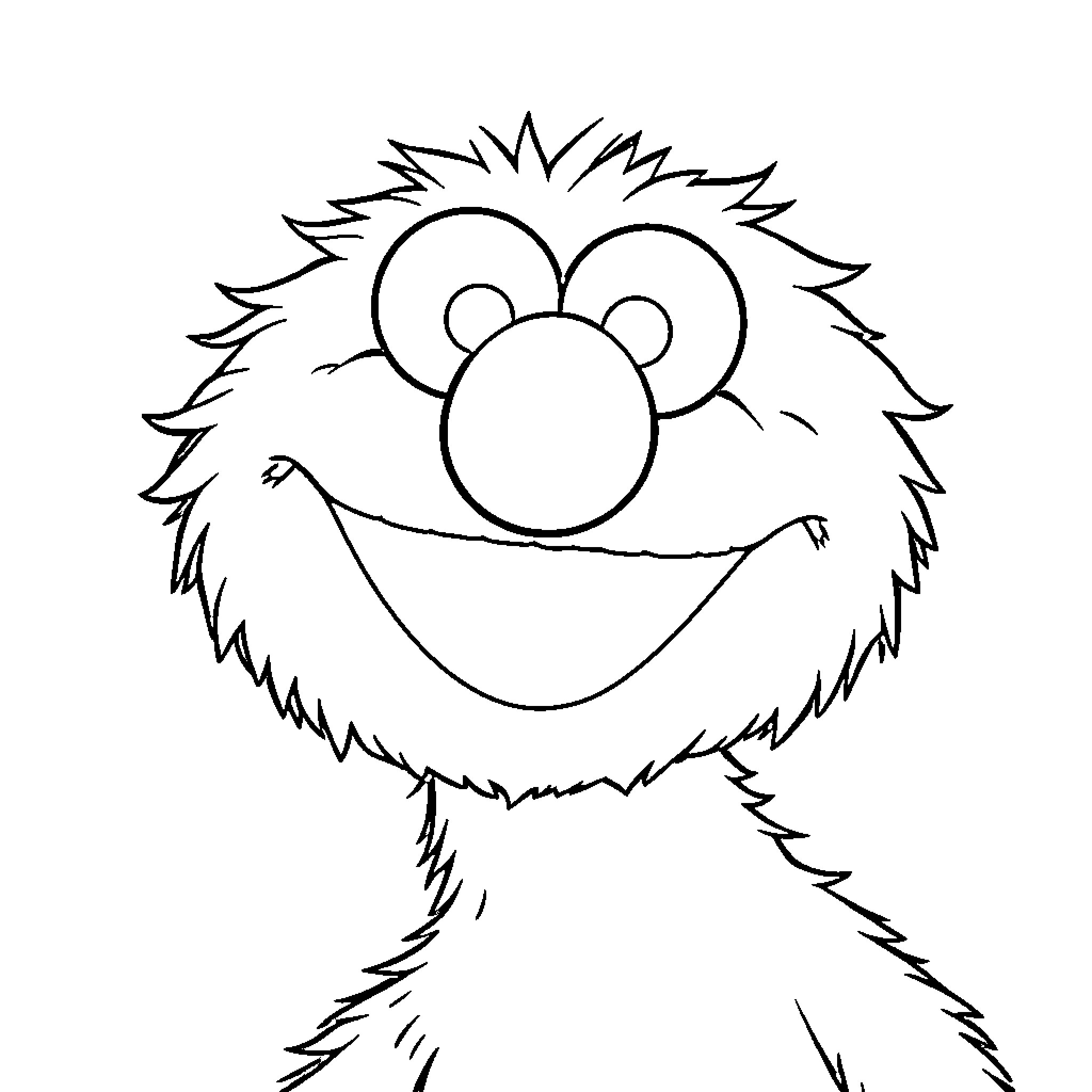 Elmo playing happily and smiling Coloring Page (free black-and-white line drawing printable PDF for all, from beginners to advanced learners, including children, teens, adults, and seniors)