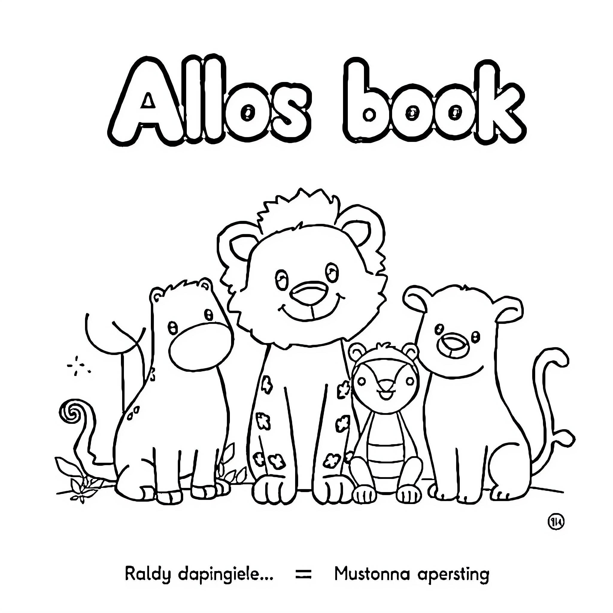 Animal friends gathered for a book Coloring Page (free black-and-white line drawing printable PDF for all, from beginners to advanced learners, including children, teens, adults, and seniors)