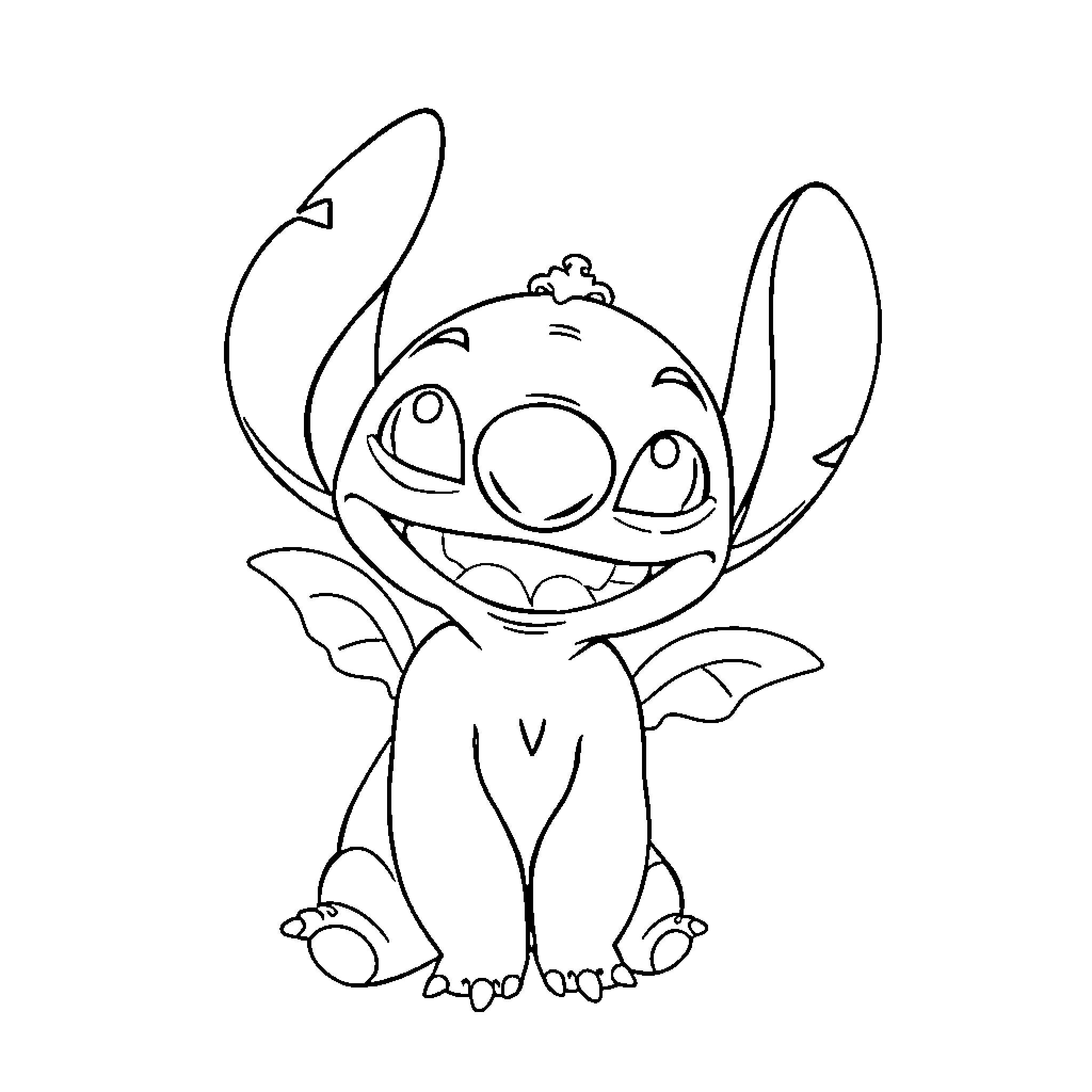 Lilo's Lovable Extraterrestrial Companion Coloring Page (free black-and-white line drawing printable PDF for all, from beginners to advanced learners, including children, teens, adults, and seniors)