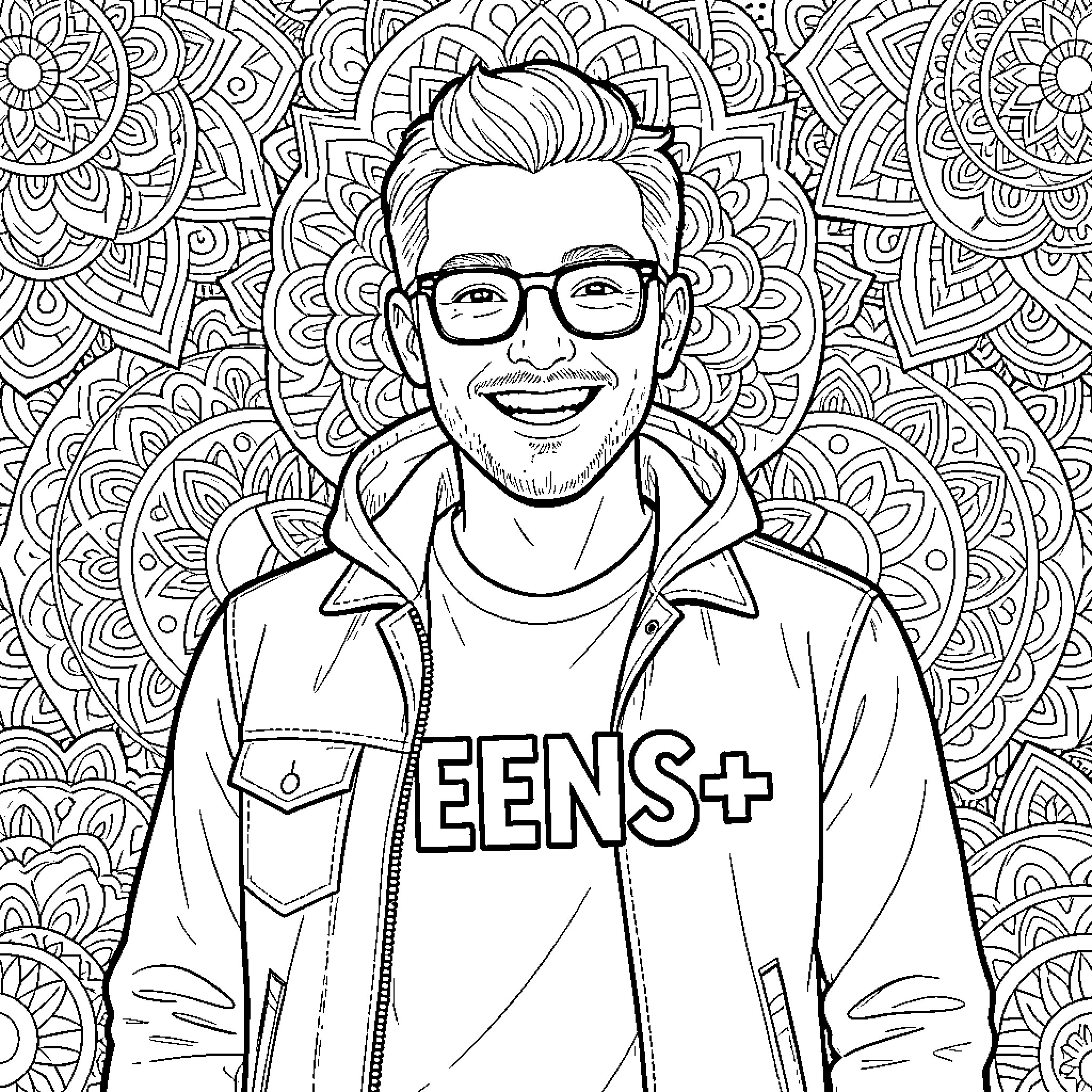 Man in casual outfit with a positive expression Coloring Page (free black-and-white line drawing printable PDF for all, from beginners to advanced learners, including children, teens, adults, and seniors)