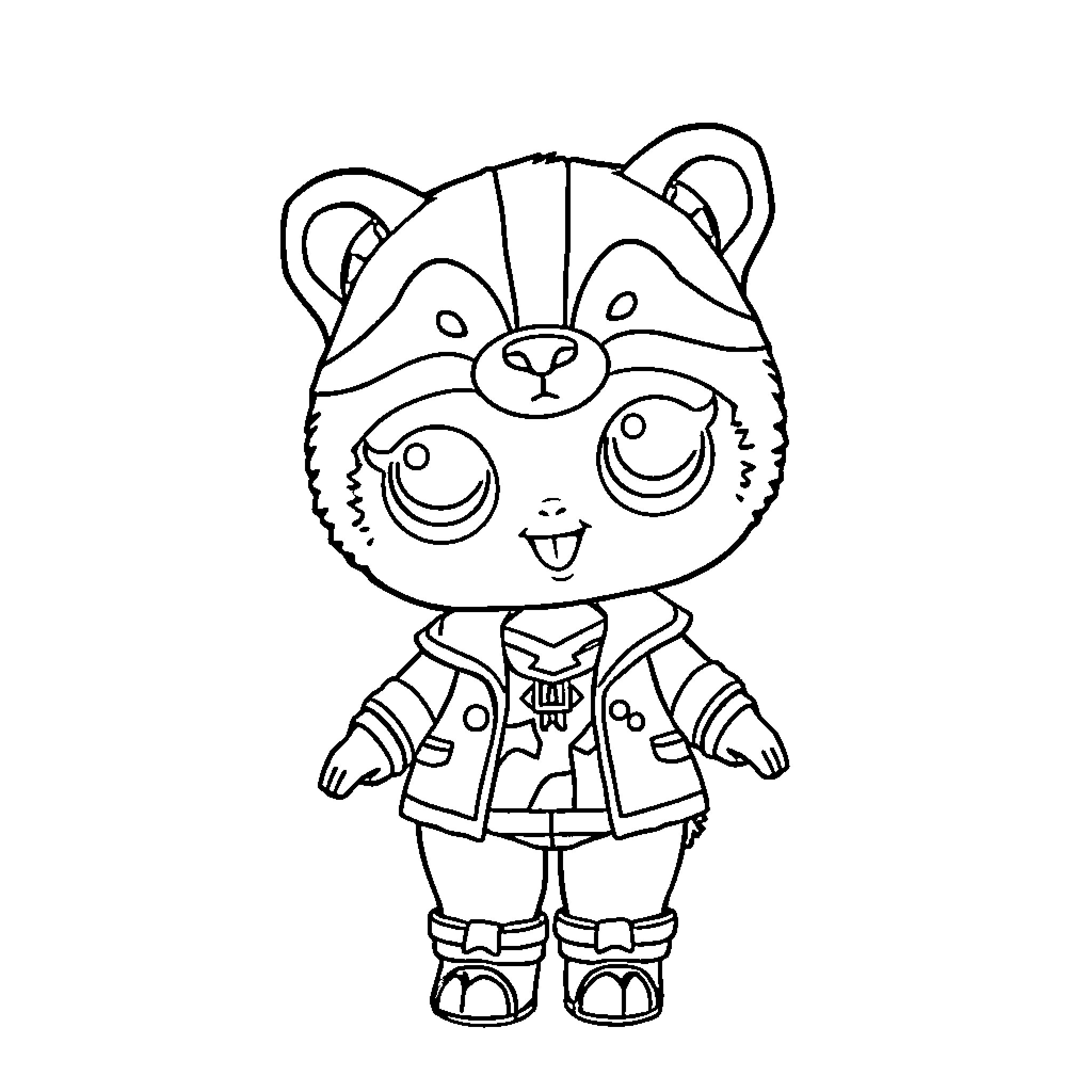 Badger wearing cute outfit in cartoon style Coloring Page (free black-and-white line drawing printable PDF for all, from beginners to advanced learners, including children, teens, adults, and seniors)