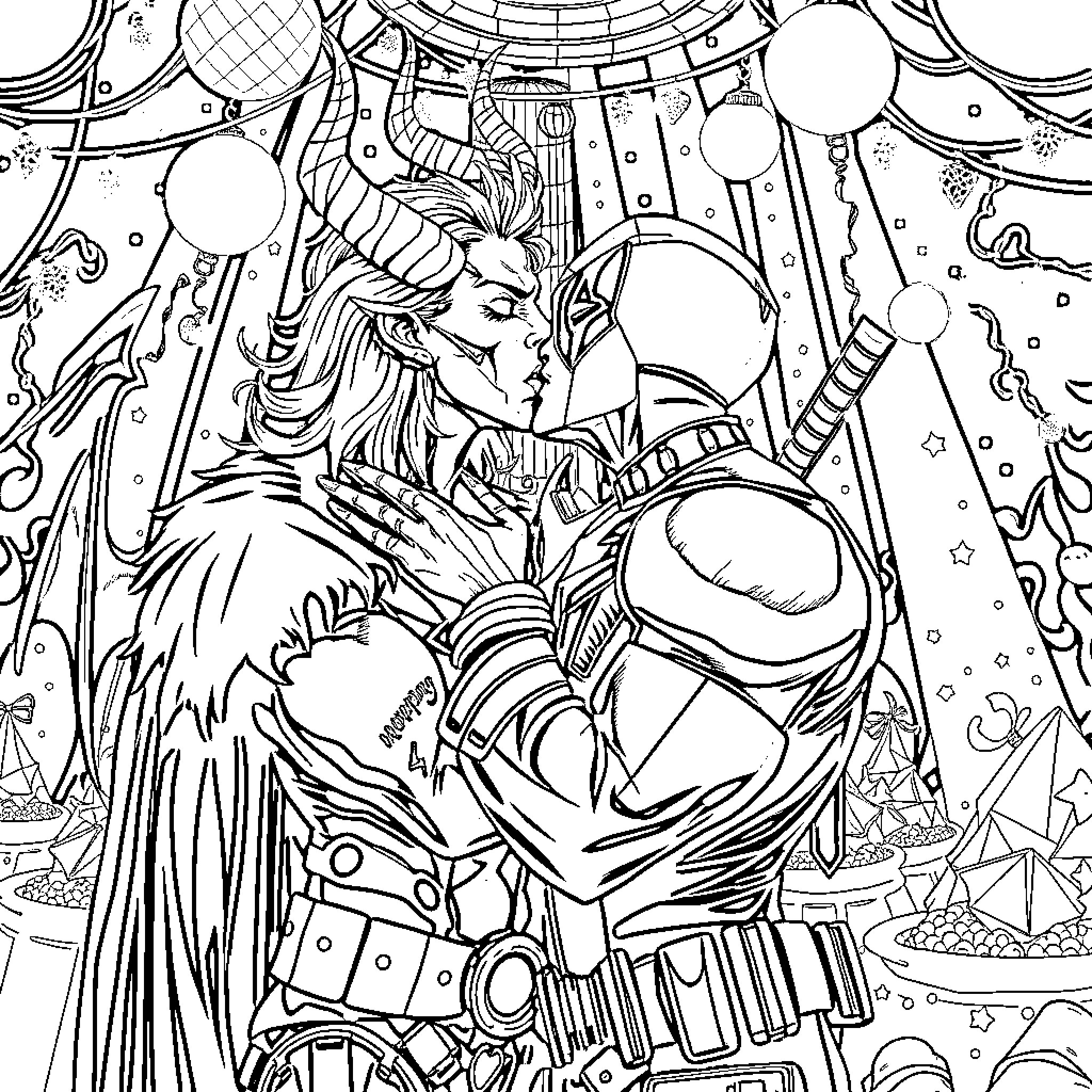 Lucifer's Cosmic Confrontation: A Celestial Showdown Coloring Page (free black-and-white line drawing printable PDF for all, from beginners to advanced learners, including children, teens, adults, and seniors)