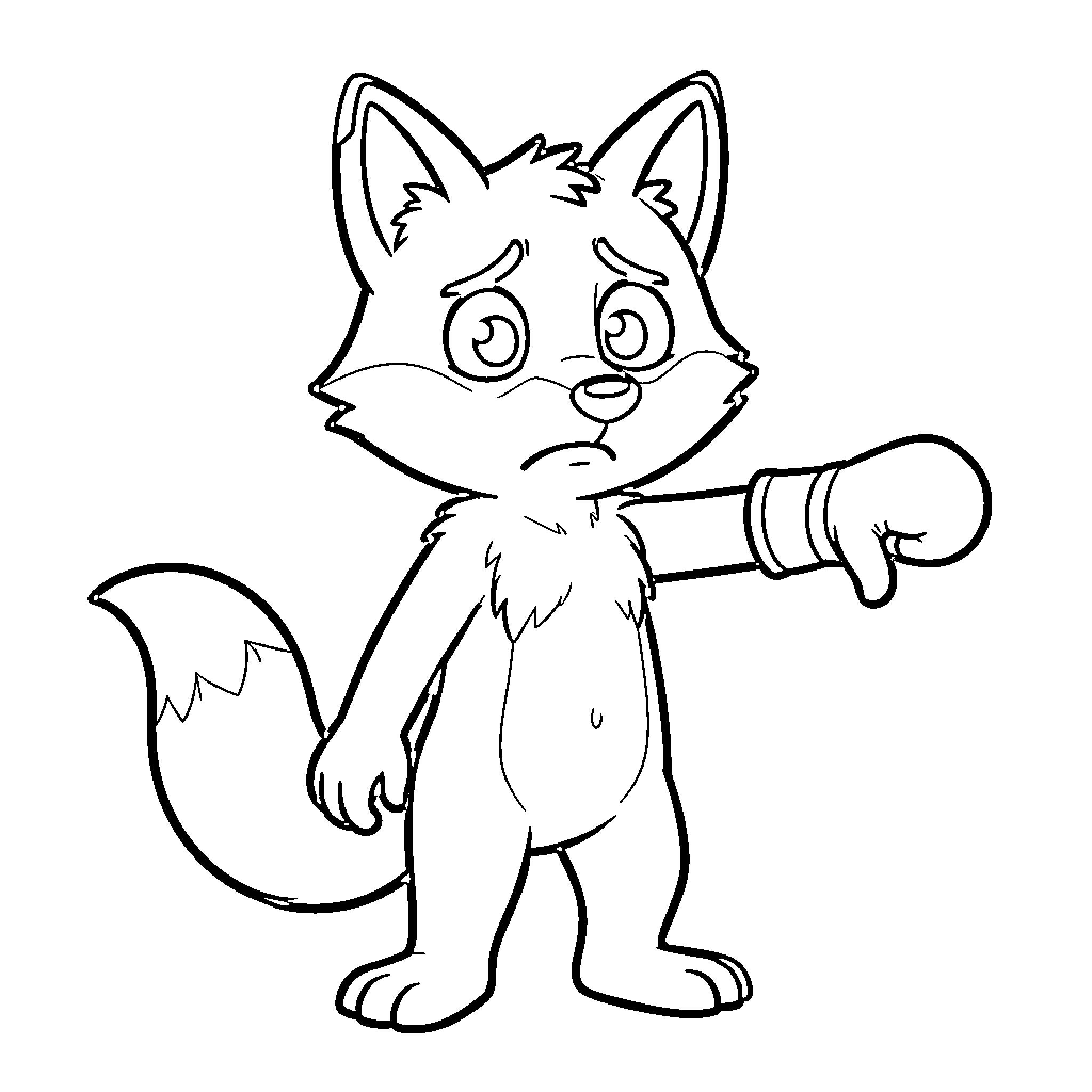 Fox making a funny expression Coloring Page (free black-and-white line drawing printable PDF for all, from beginners to advanced learners, including children, teens, adults, and seniors)