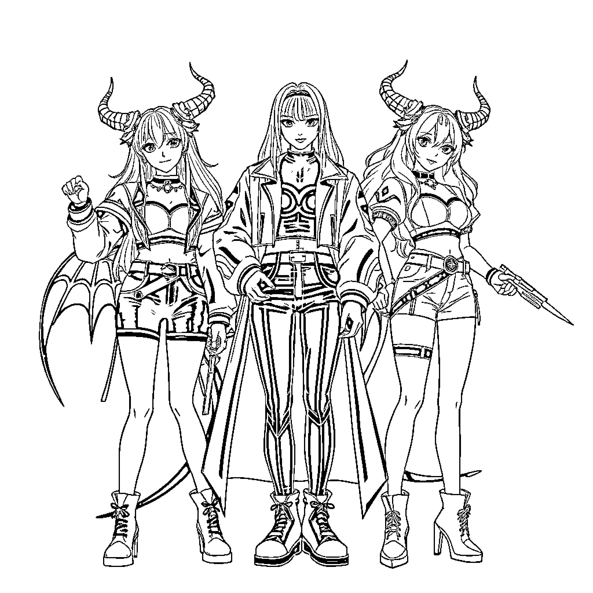 Rumi and the Fantastical Adventurers Coloring Page (free black-and-white line drawing printable PDF for all, from beginners to advanced learners, including children, teens, adults, and seniors)